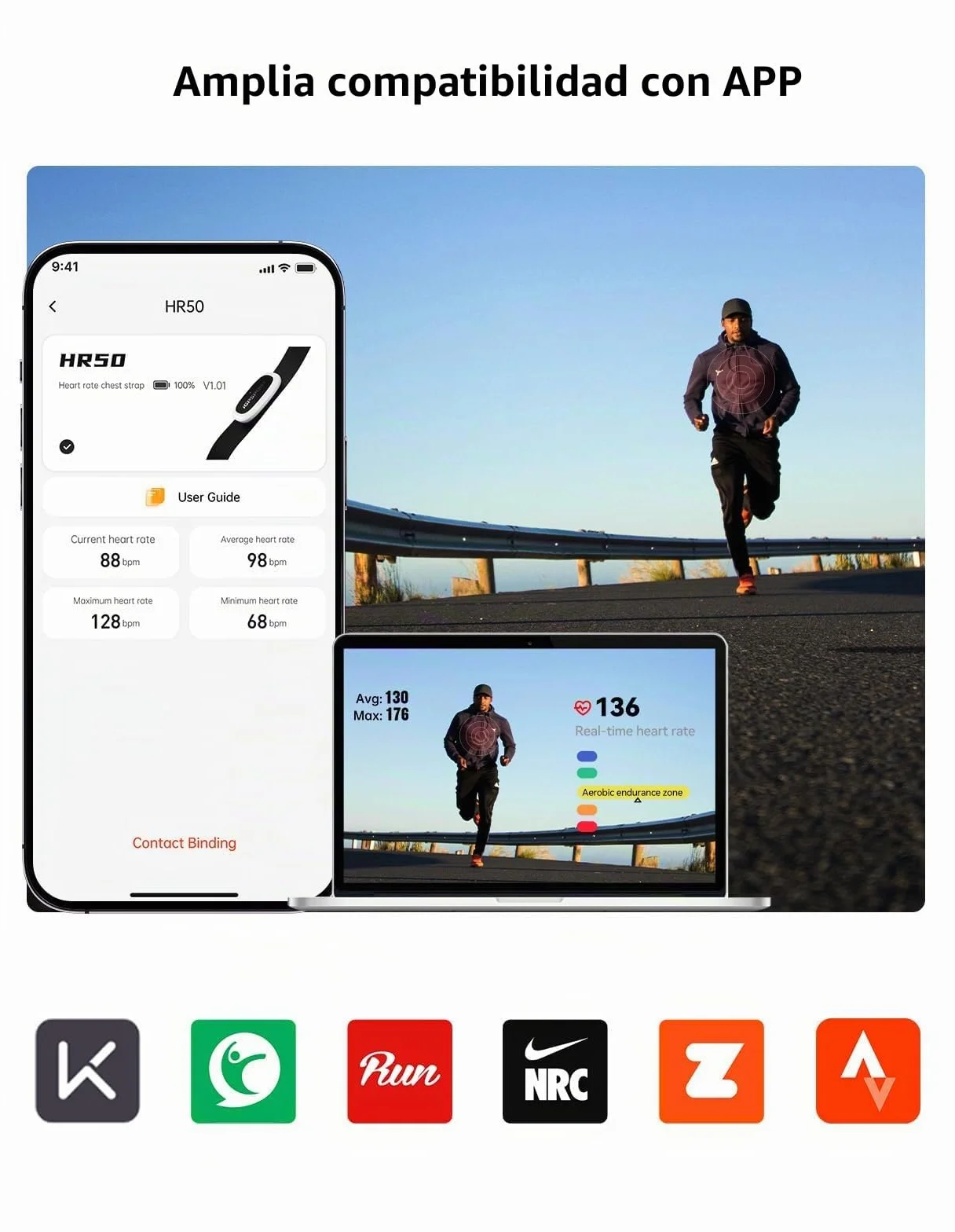 iGPSPORT Monitor de Frecuencia Cardíaca IPX7 Impermeable Bluetooth Ant+ Correa Pecho Correr Ciclismo Compatible Garmin Polar Wahoo Zwift