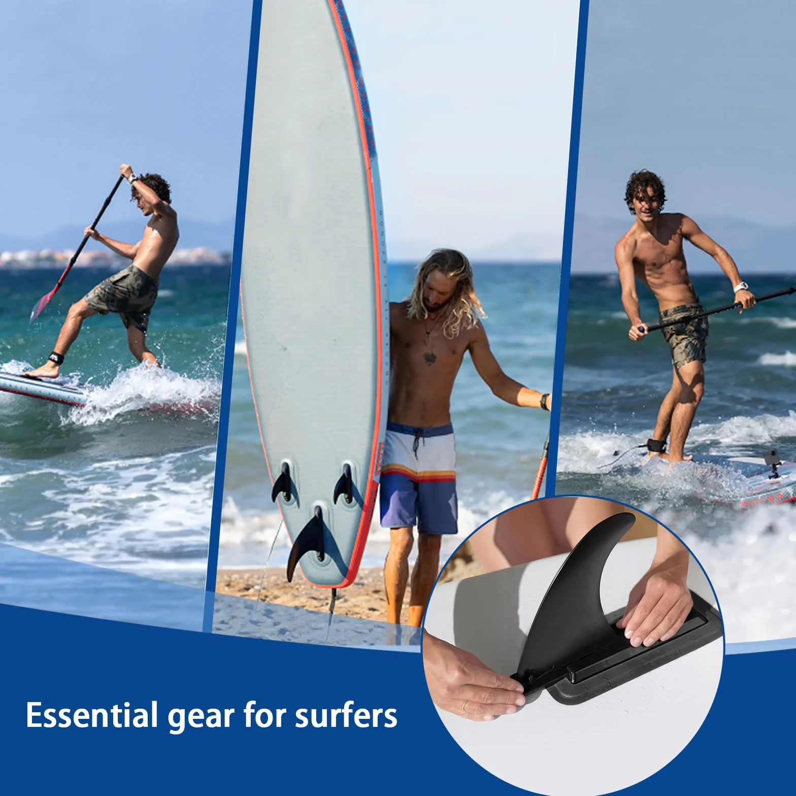 Aleta Padel Surf Desmontable para Tablas de Surf, Sup, Longboard, Kayak, Hinchables