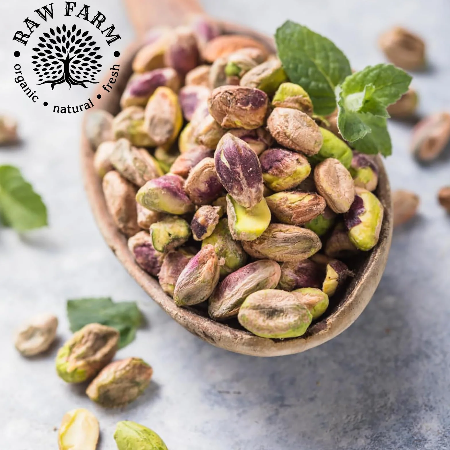 Raw Farm - Pistachos Crudos Enteros Pelados - 500g - Ricos en Fibra, Sin Gluten, Sin Soja