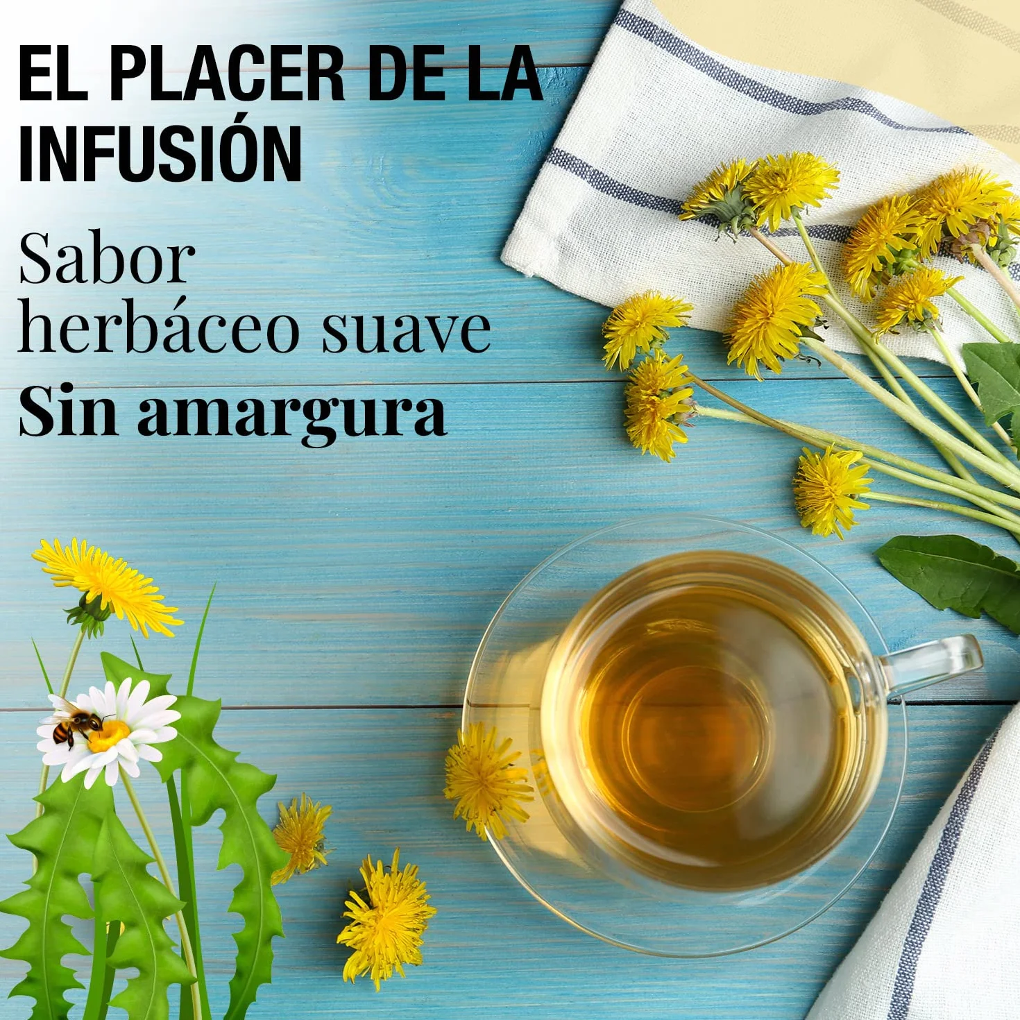 ORIGEENS Bio Diente de Leon Infusion 100g - Hojas de diente de leon secas - ​​Infusion drenante y diurética - Dandelion tea