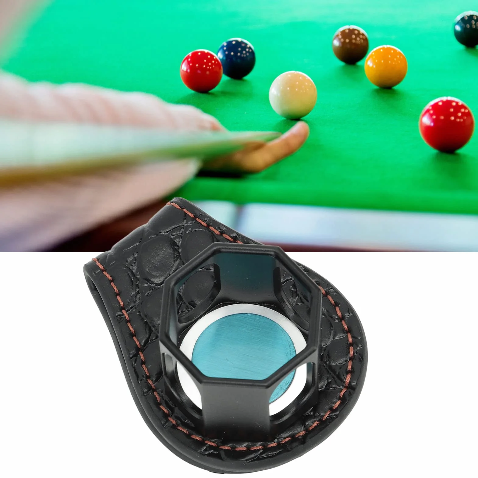 Soporte de Tiza Billar Magnético Portátil Octogonal con Clip para Taco de Billar