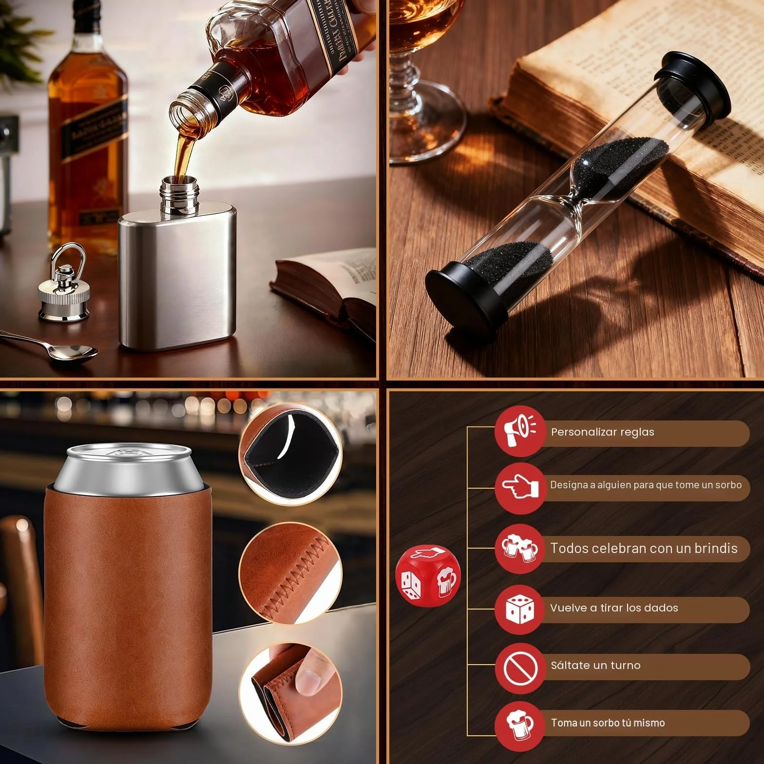 Calendario Adviento Hombre 2025 con 24 Regalos Originales Set Vino Petaca Abridor Posavasos