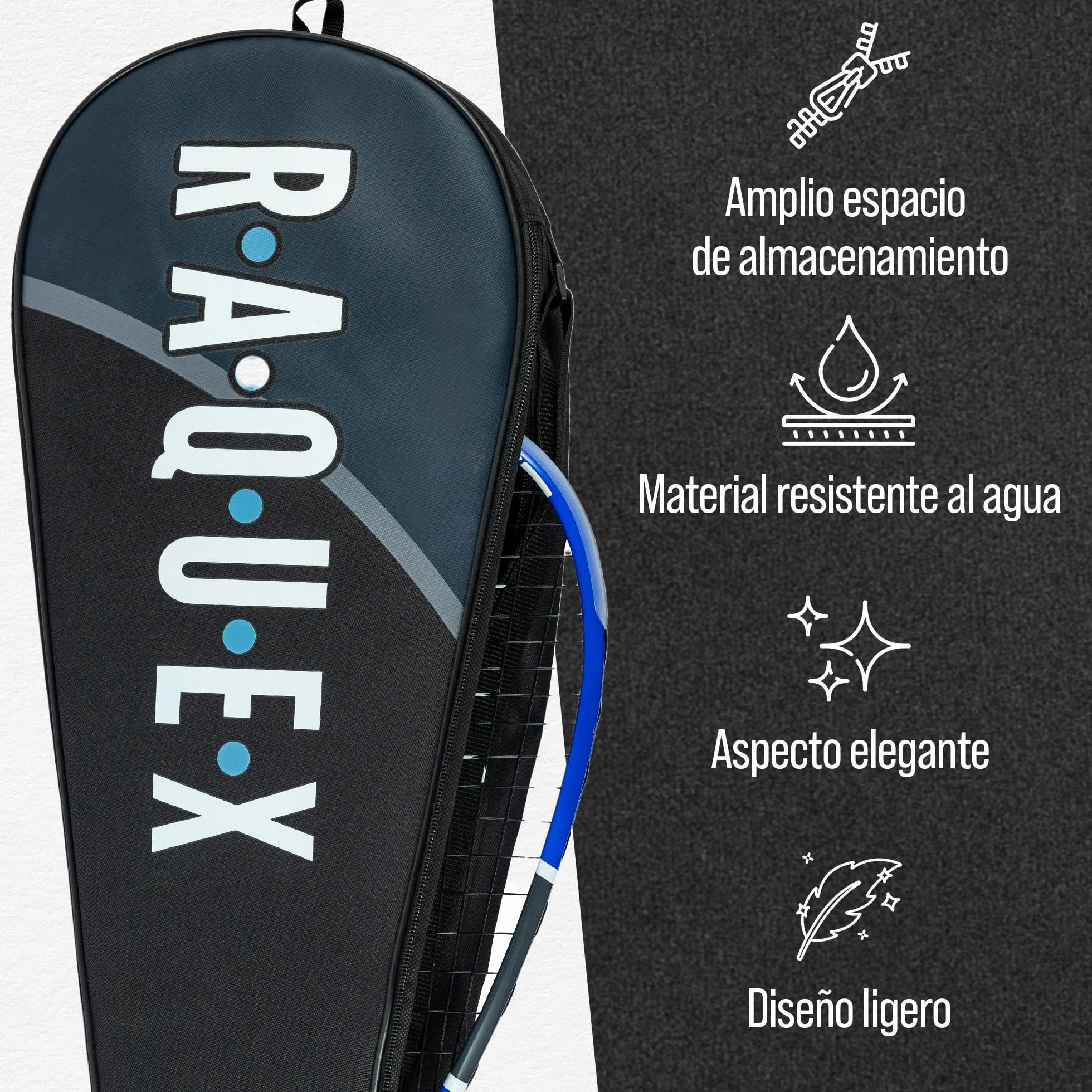 Raquex Bolsa 3 Raquetas de bádminton - Funda para Raquetas de bádminton o Squash, Correa Ajustable