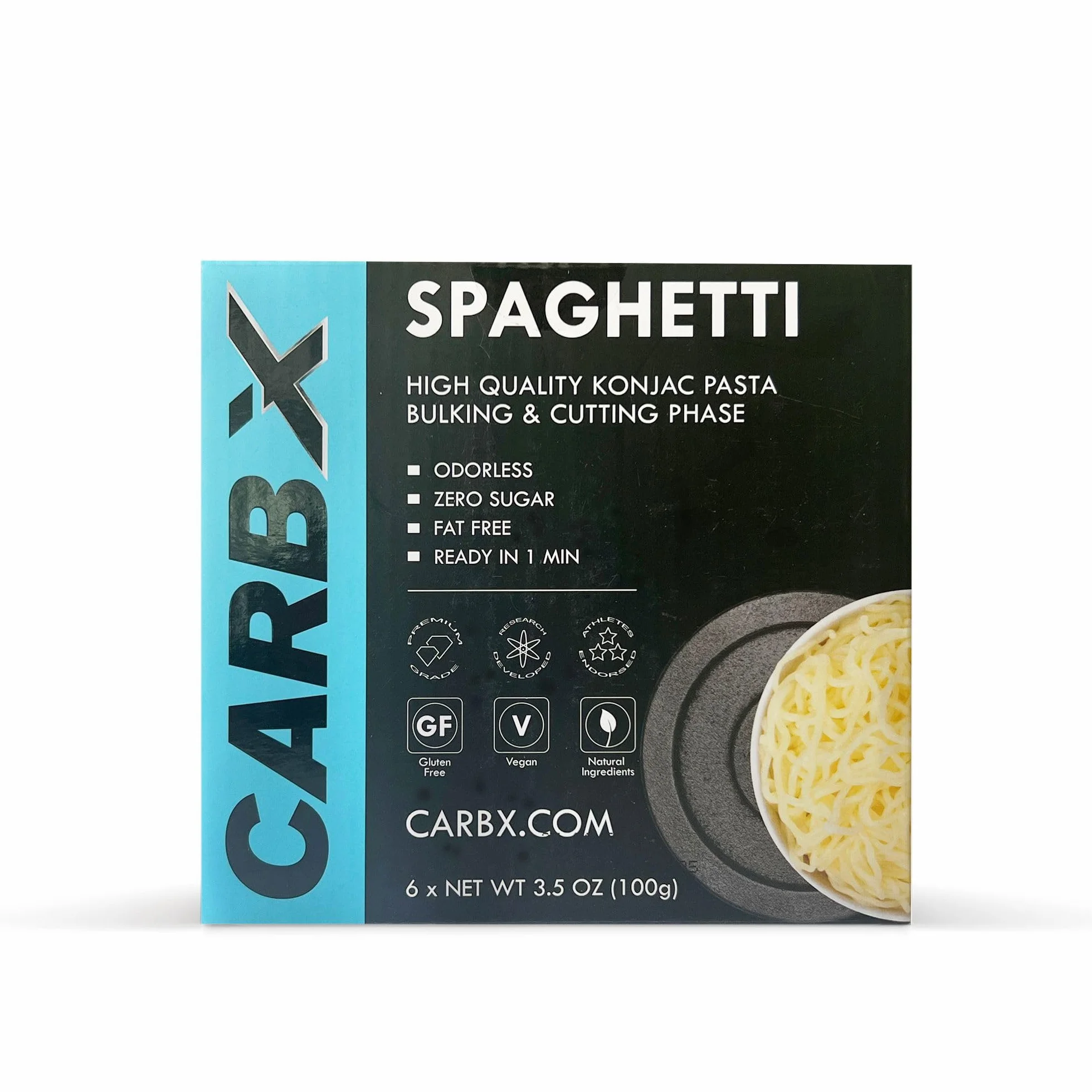 Carbx - Espaguetis Shirataki - Pasta Konjac - 600 g - 6 Raciones de Pasta Konjac - Ideal para Dietas Keto y Low Carb - Bajo en Calorías y Sin Azúcar