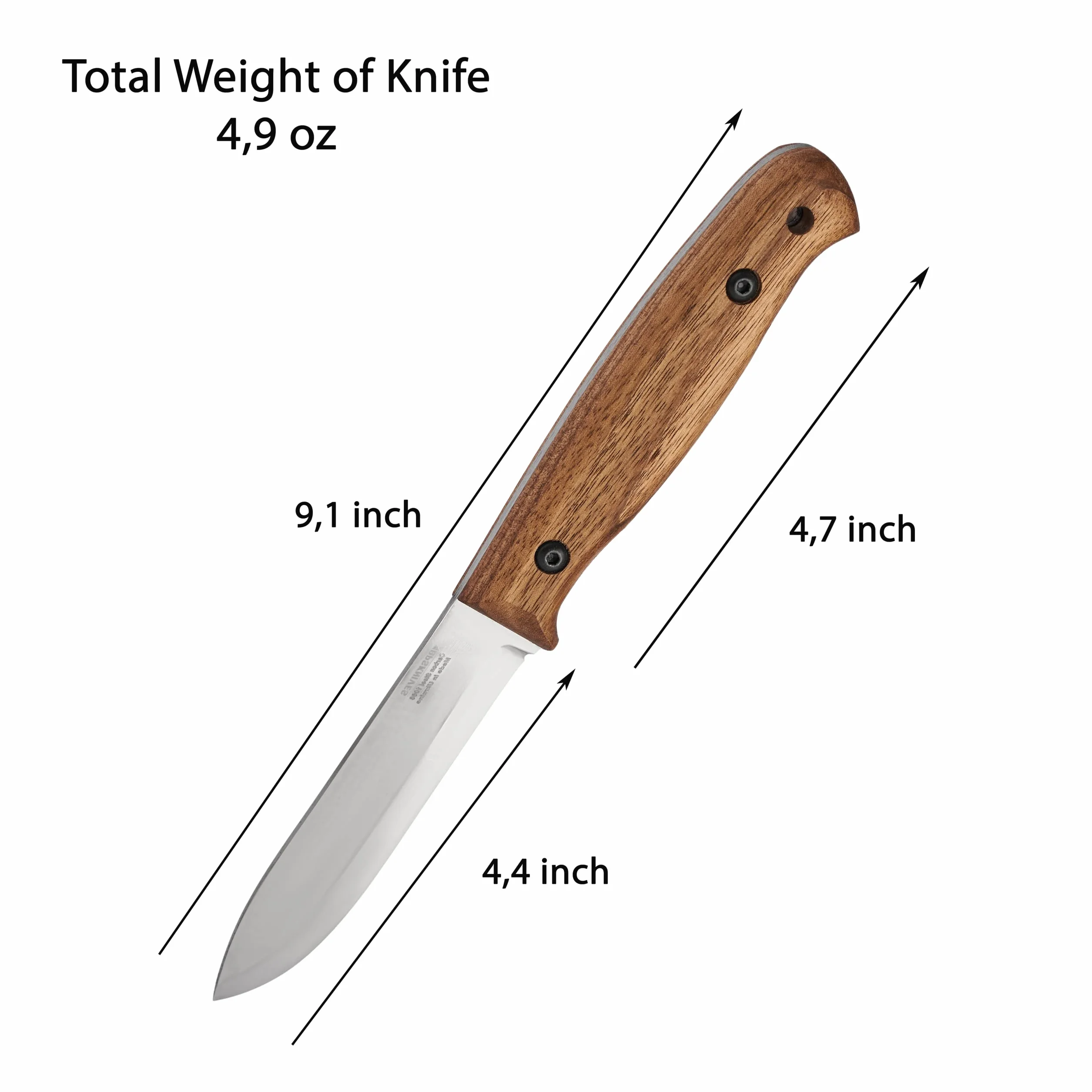 Cuchillo Bushcraft BPSKNIVES BS2FTS de Hoja Fija Acero al Carbono con Vaina de Cuero