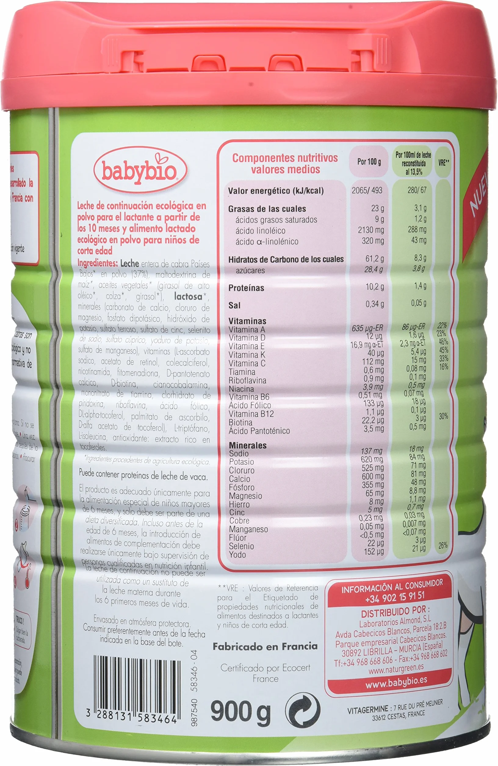 BabyBio Caprea Leche 3 Crecimiento - 900 gr
