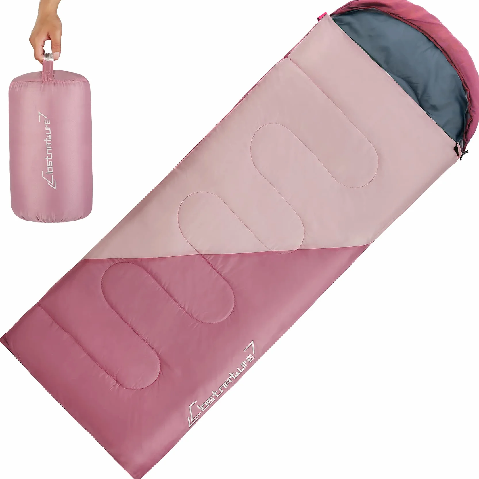 Clostnature Saco de Dormir Ligero para Acampar - Saco de Dormir Rectangular Casual al Aire Libre con Tamaño de Paquete Pequeño para Adultos, Mujeres, Senderismo de Deportes (Cremallera Izquierda)