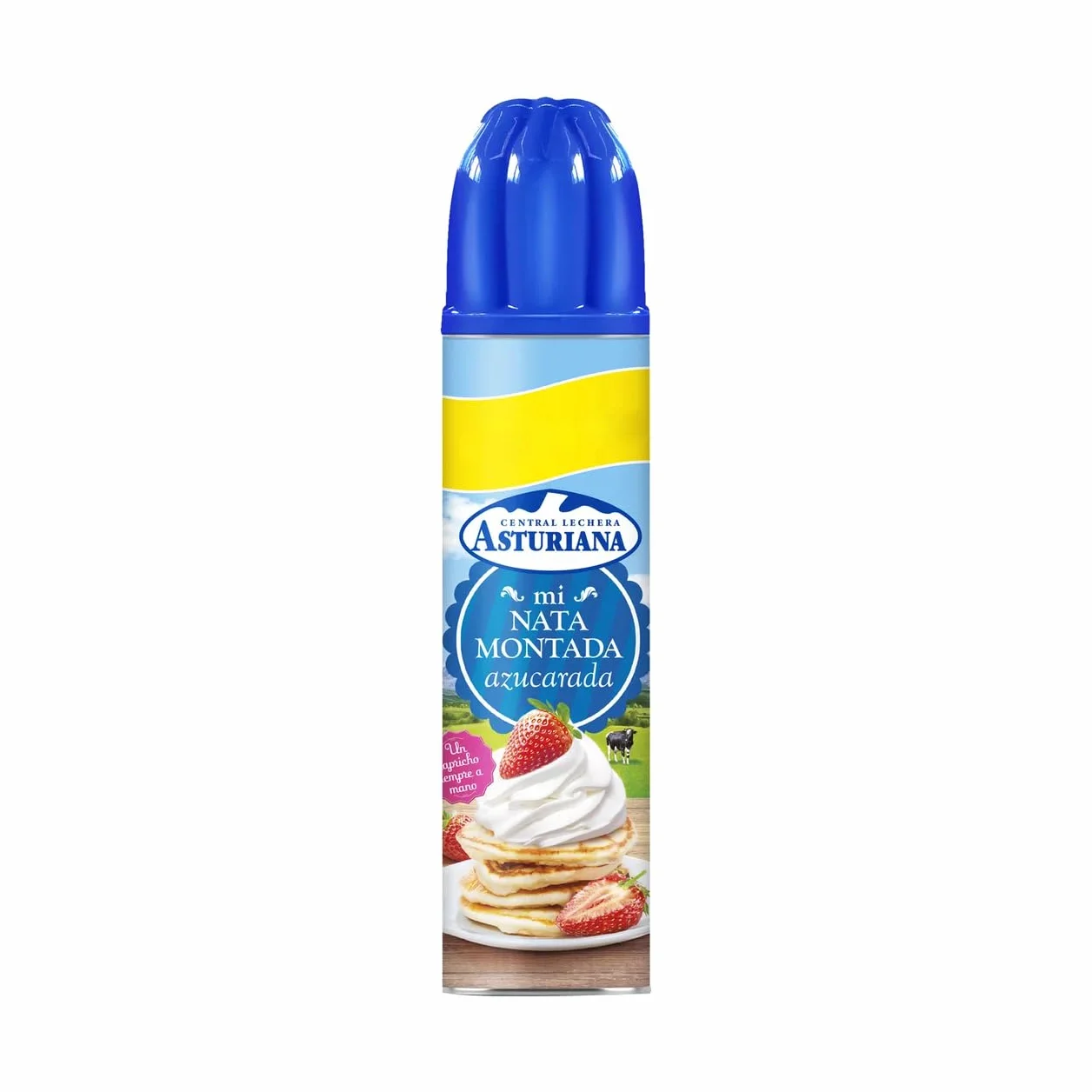 Nata Montada en Spray Central Lechera Asturiana (250g) Tradicional, Sin Lactosa y Ligera - Productos Refrigerados - (3 BOTES SPRAY, Nata Montada Azucarada 250g)