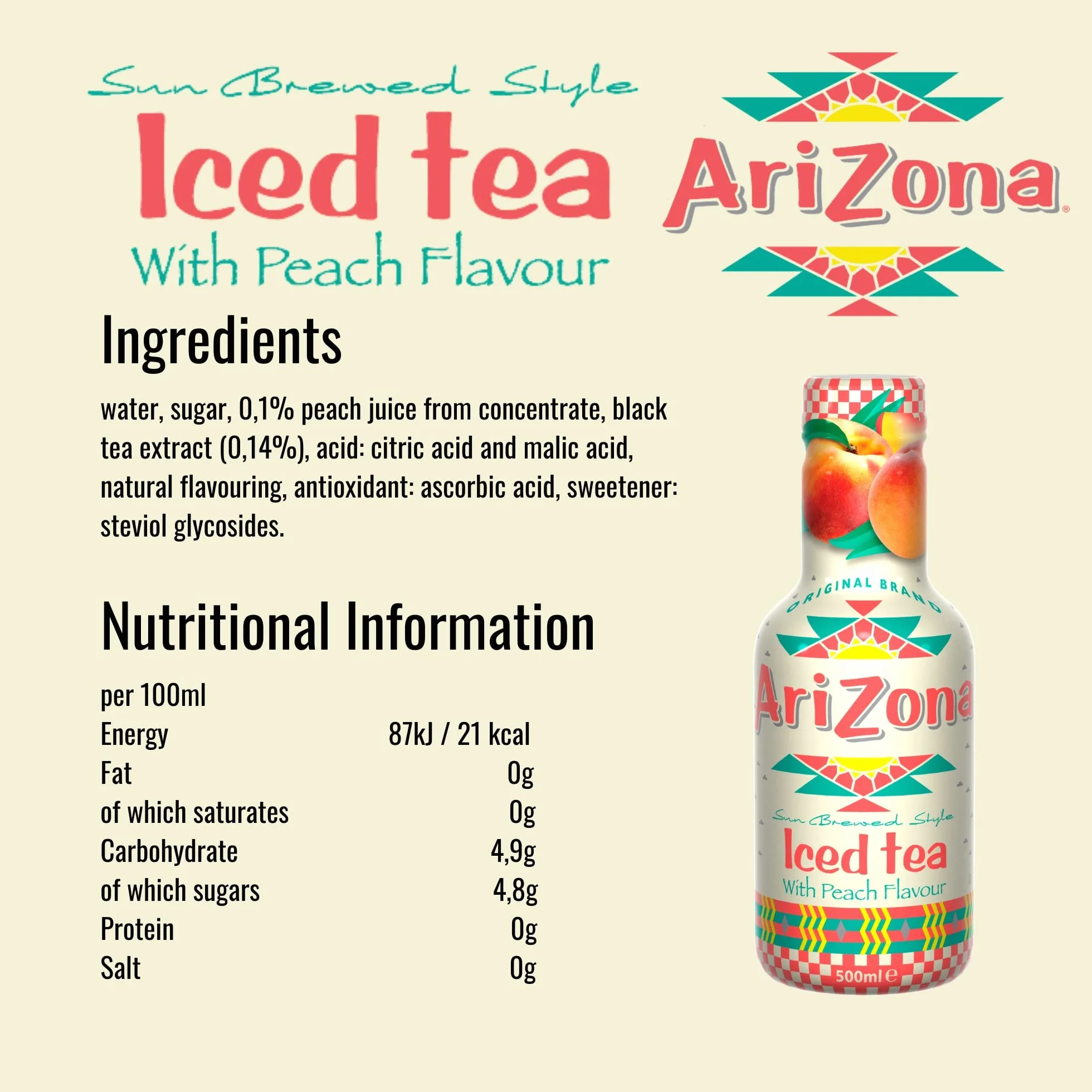 Arizona Té negro de melocotón 500 ML