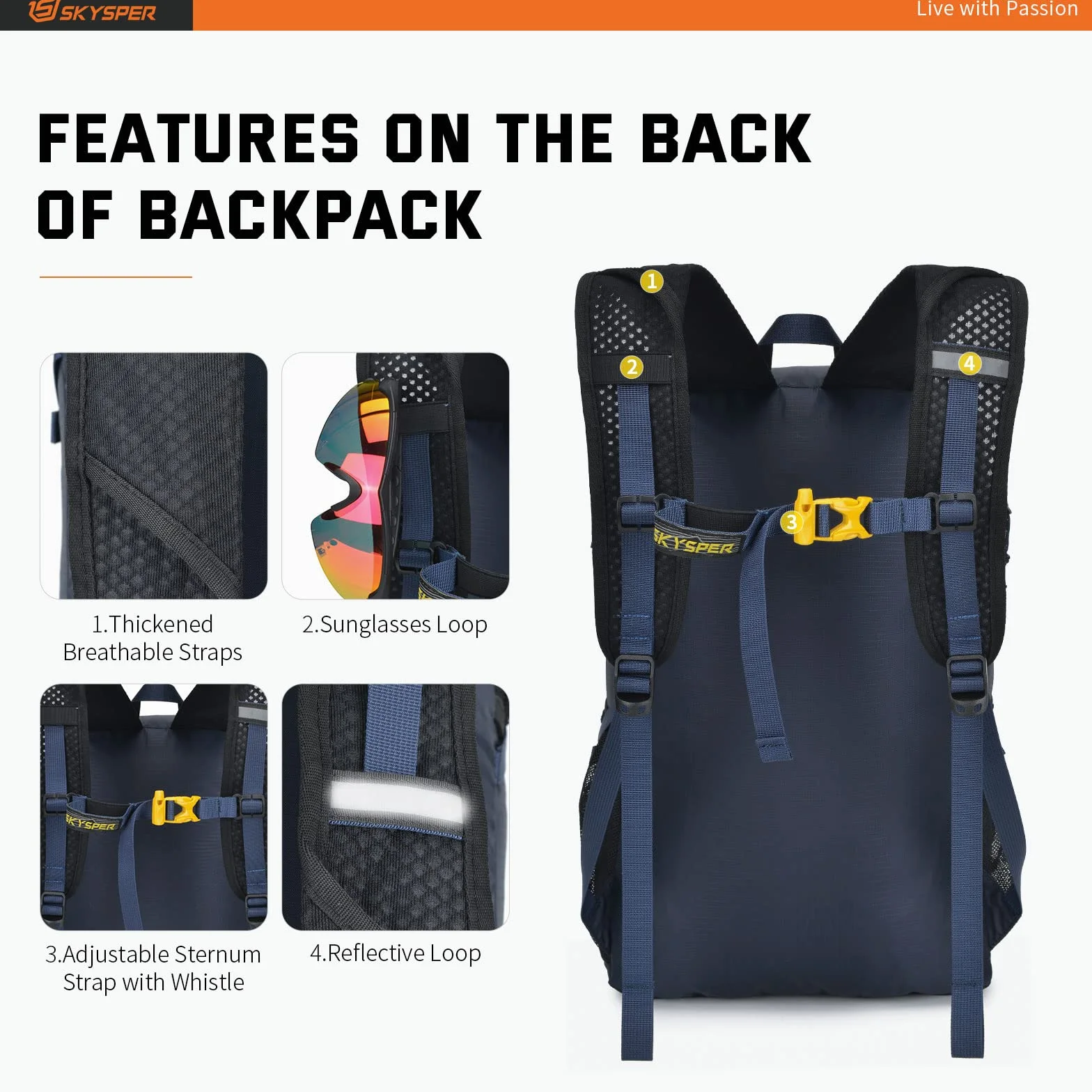 SKYSPER Mochila Plegable Ultraligera 30L de Senderismo Viaje Trekking