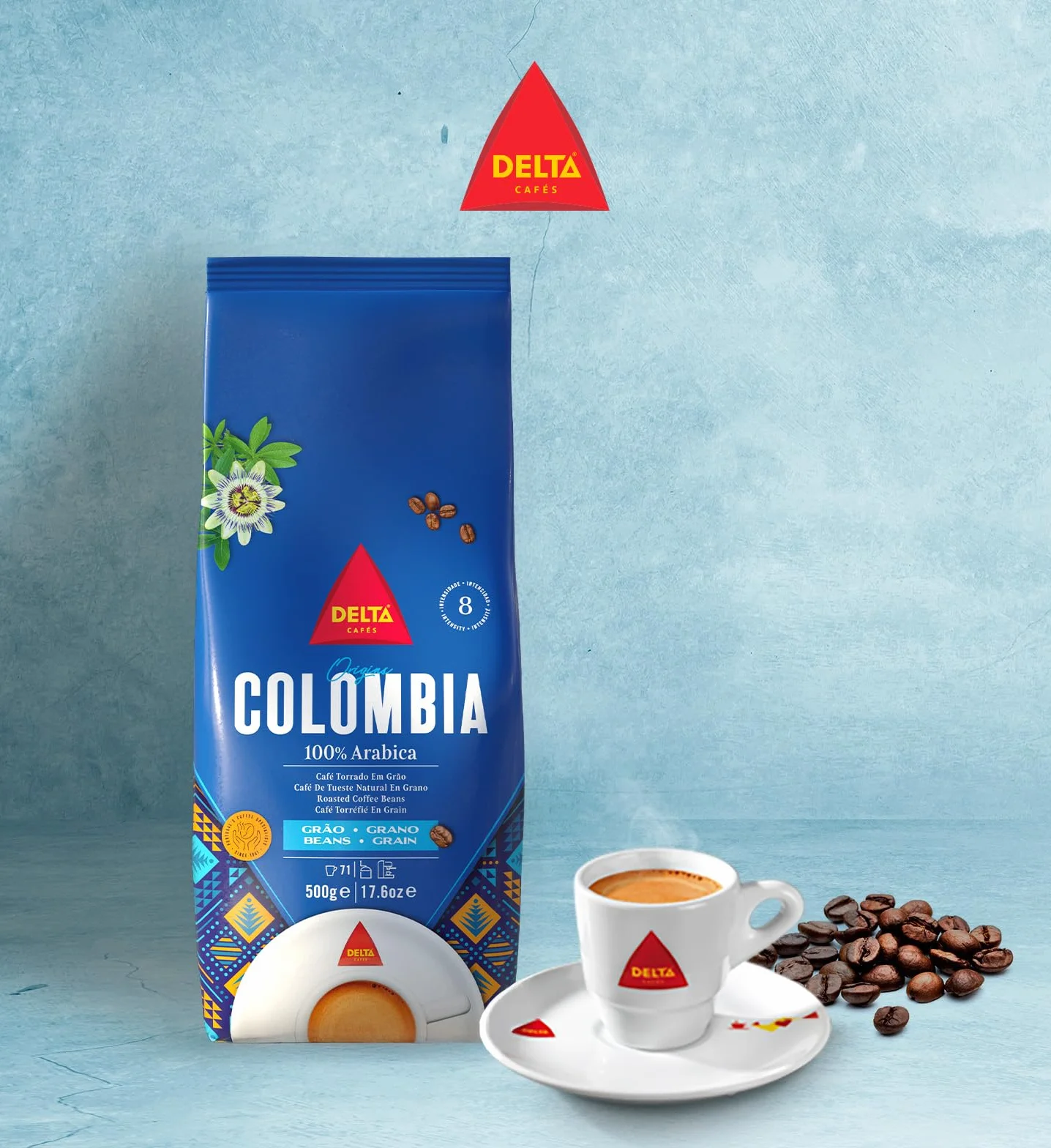 Delta Cafés Origen Colombia - Café en Grano - Notas Suaves y Aterciopeladas con Leves Matices Cítricos - 500 g