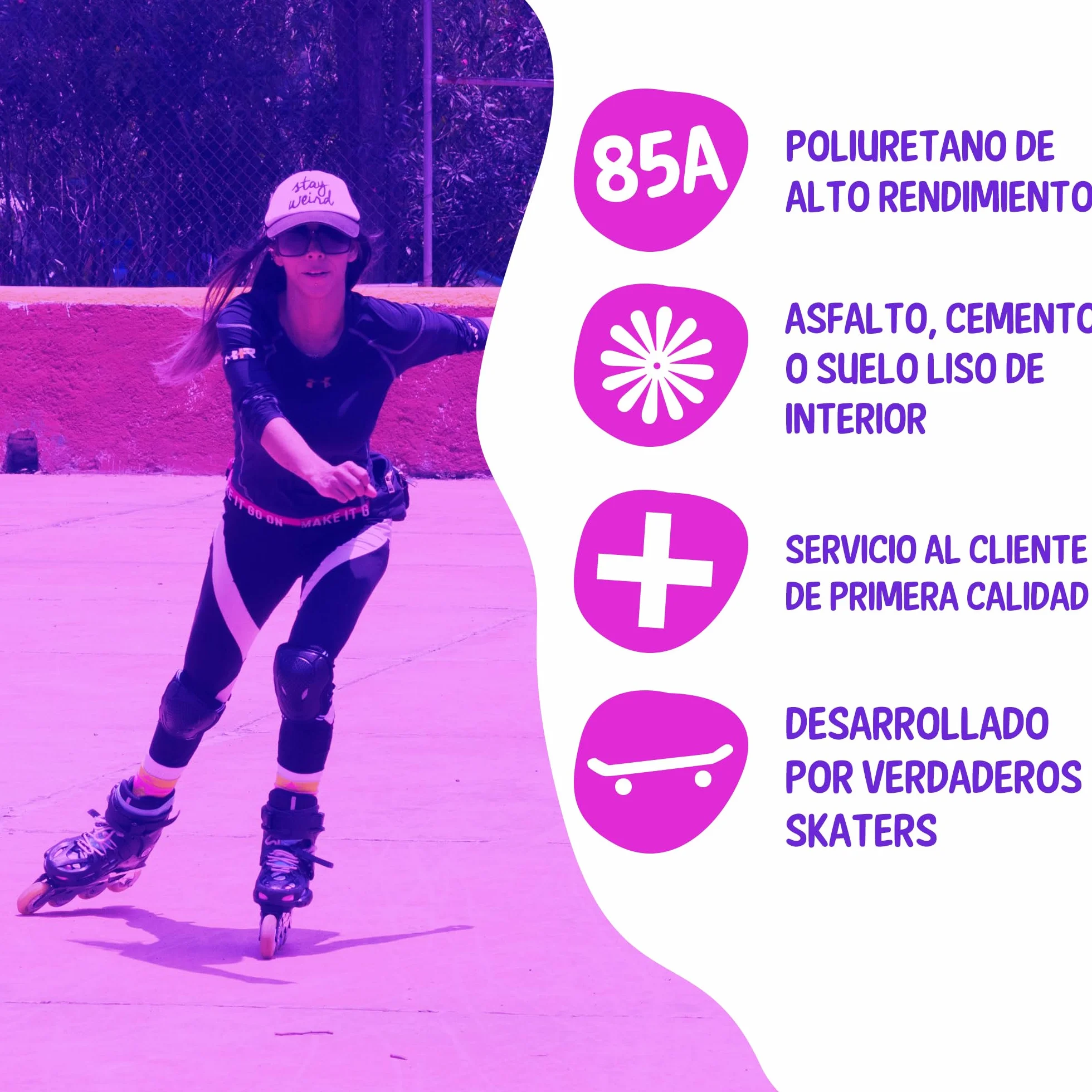Ruedas para patines en línea 80 mm 85A 4 piezas