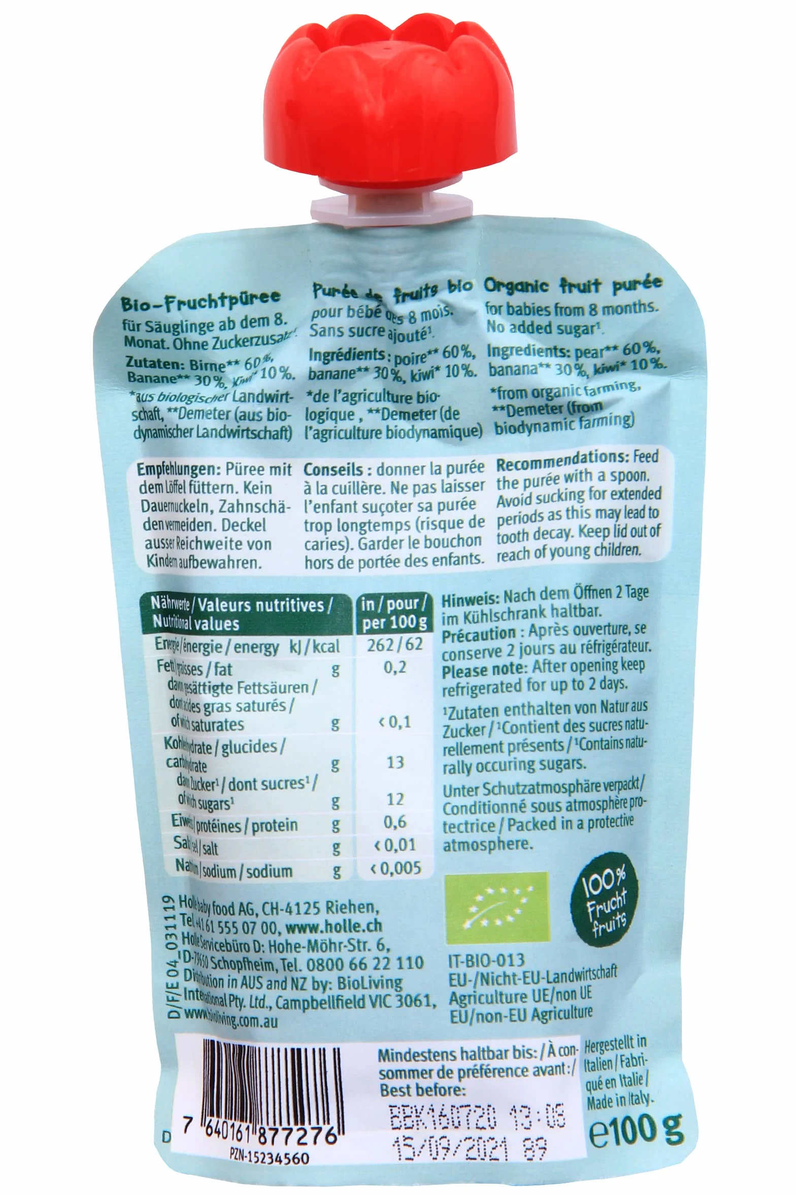 Holle Smoothie Kiwi Koala Dem 100 g (+8 Meses)