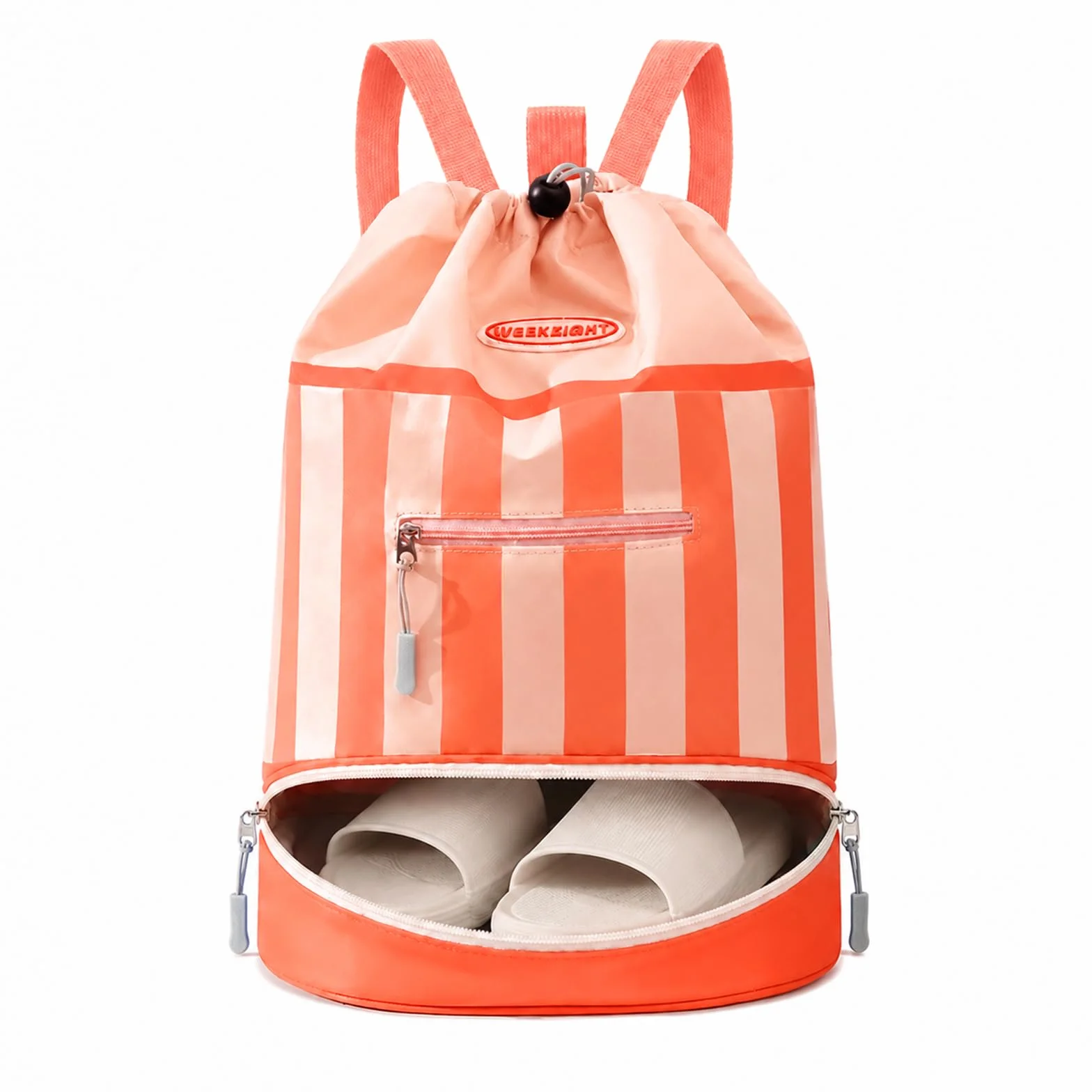 Mochila de Natación para Niños Impermeable con Compartimento para Zapatos, Bolsa de Natación para Pool, Strand y Reisen (Polvo de naranja)