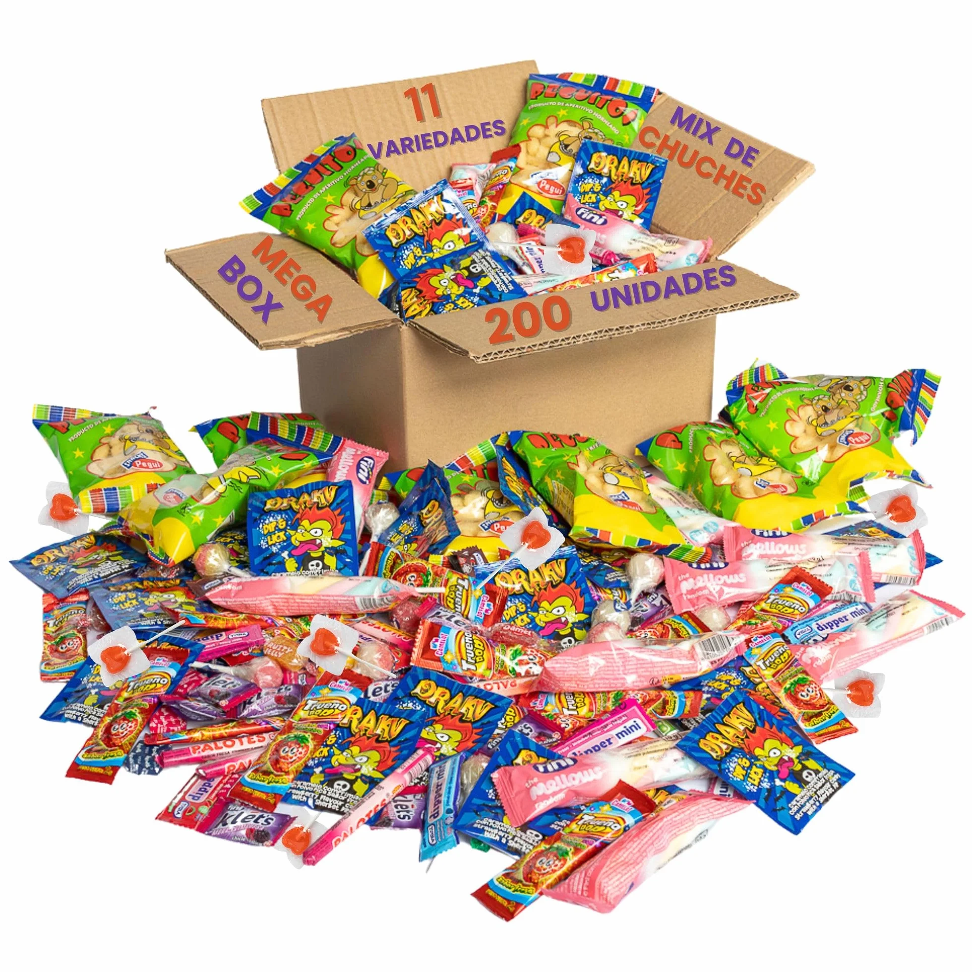 Mega Pack 200 Chuches y Golosinas Golominas Gusanitos | Caramelos Surtidos Envuelto Individualmente | Ideal para Cumpleaños, Piñatas, Fiestas Infantiles y Navidad | Hasta 20 Bolsas