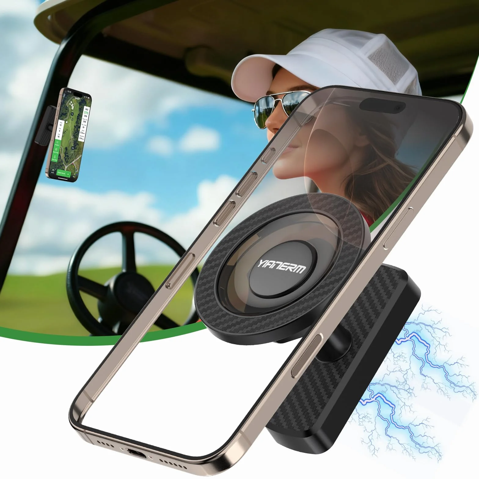 Soporte Magnético para Teléfono Móvil de Carrito de Golf, Accesorios para Gym (Negro)