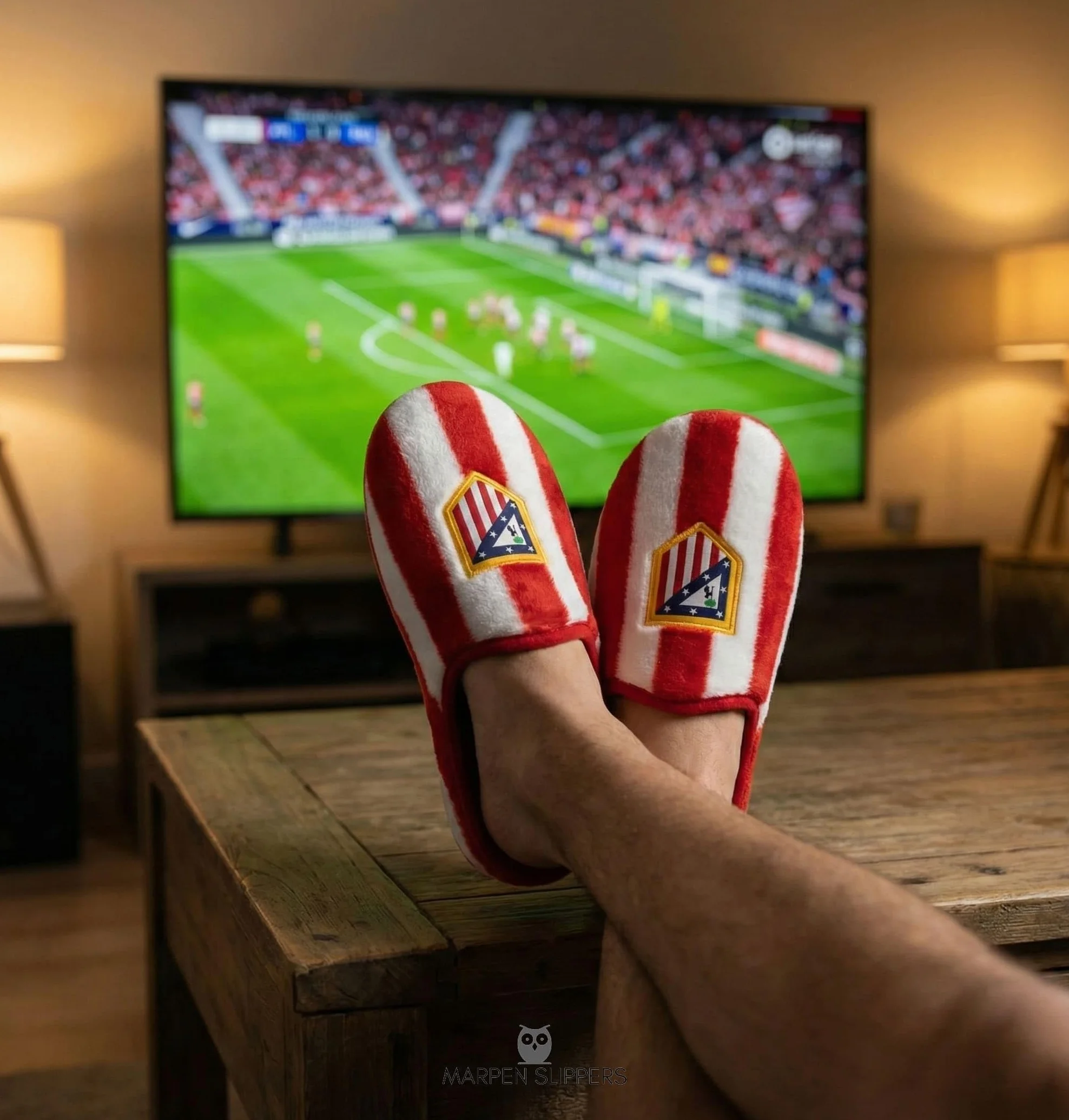 MARPEN SLIPPERS Zapatillas Atletico de Madrid Unisex – Zapatillas Casa Invierno Hombre Suela Antideslizante – Zapatos Casa Hombre Tejido Amatista