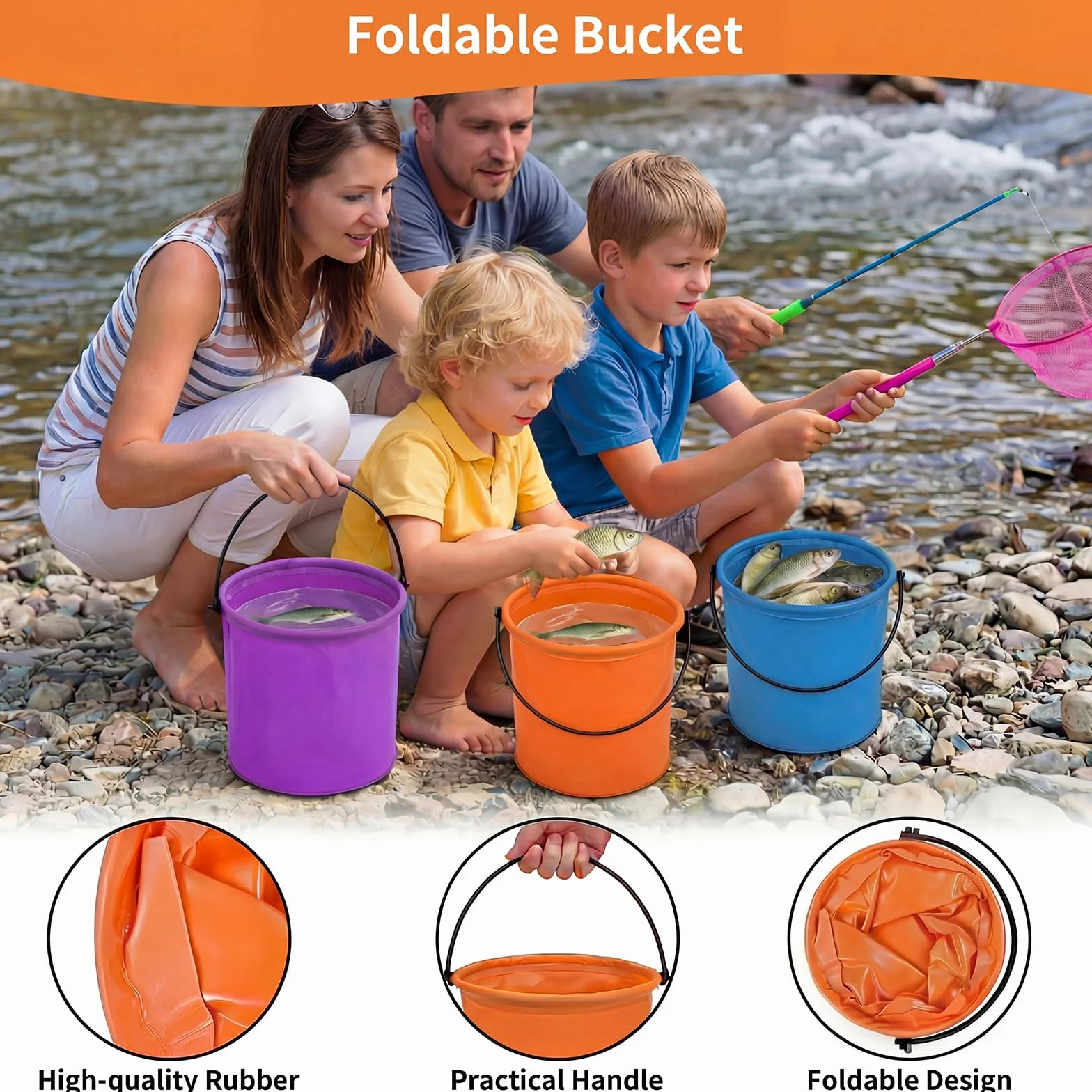 Redes Telescópicas de Mariposa de Acero Inoxidable 37-85 cm, 6 Piezas con Cubos Plegables
