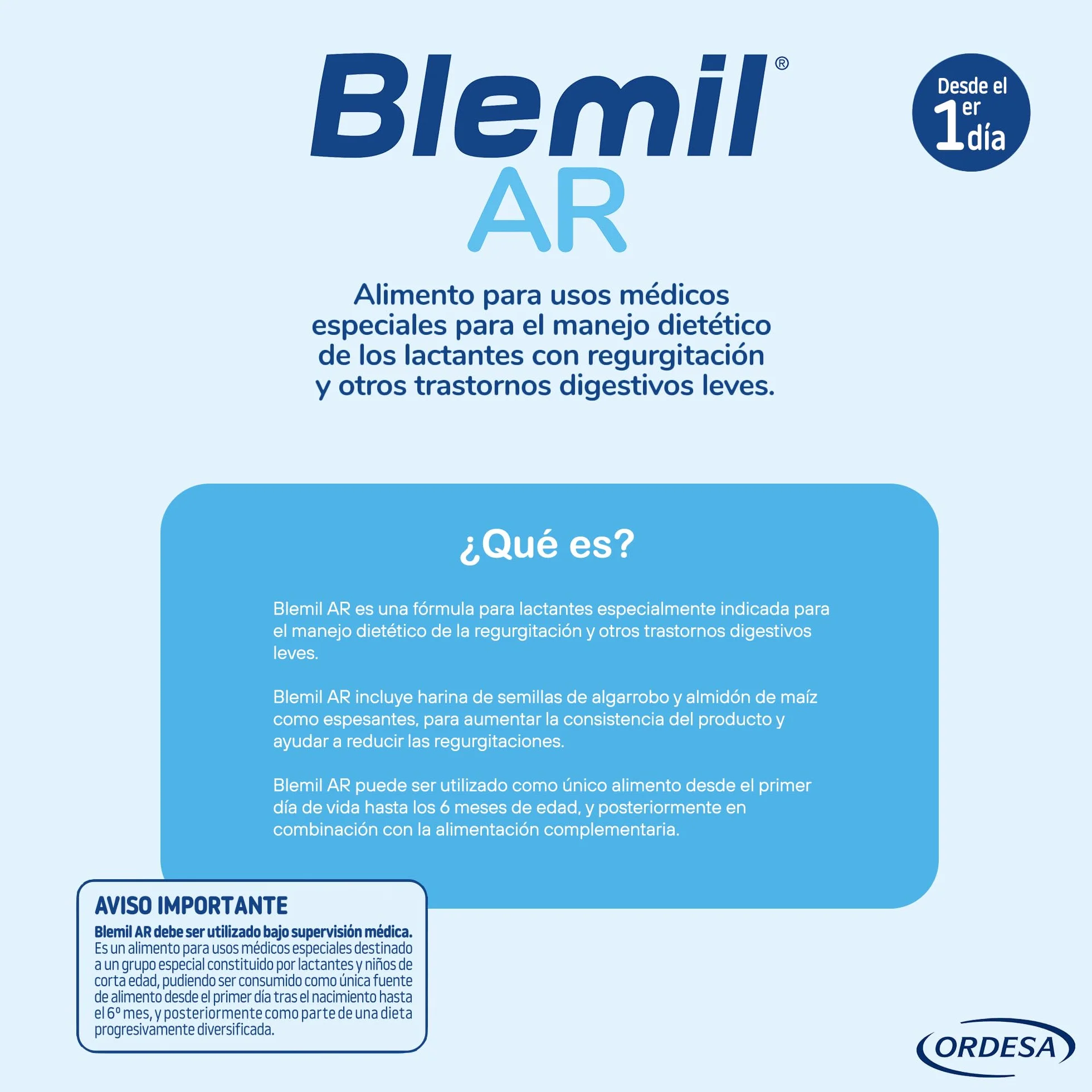 Blemil AR 800g Leche de Inicio en polvo para Regurgitación y Trastornos digestivos leves