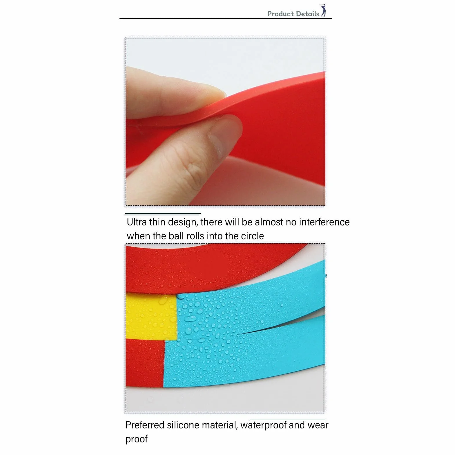 Focket Círculo de Objetivo de Golf, Ayuda de Entrenamiento para Lanzar, Anillos Multicolores (Rojo Amarillo)