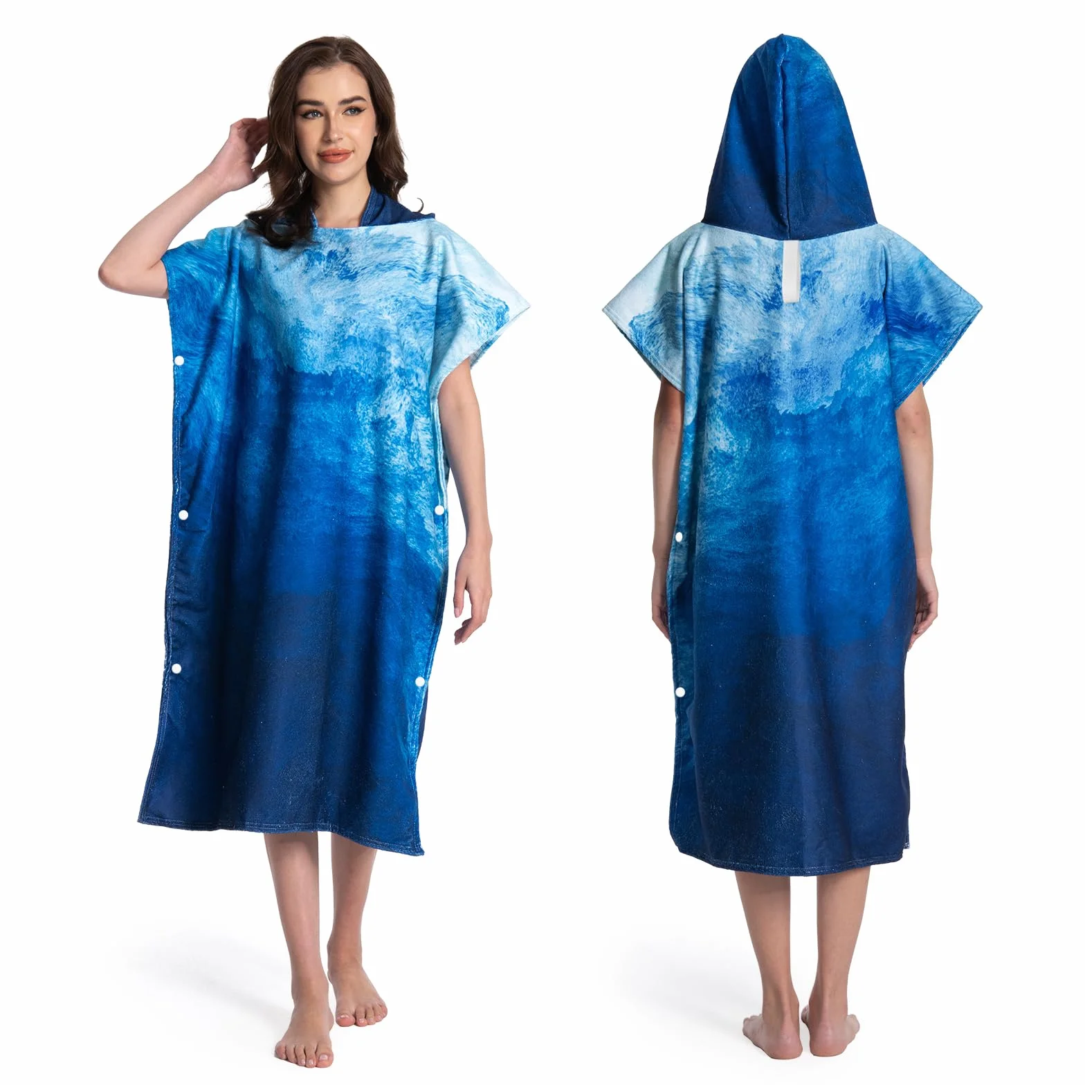 MOKANI Poncho de Toalla con Capucha para Adultos, Secado Rápido, Ligero, 108x82 cm