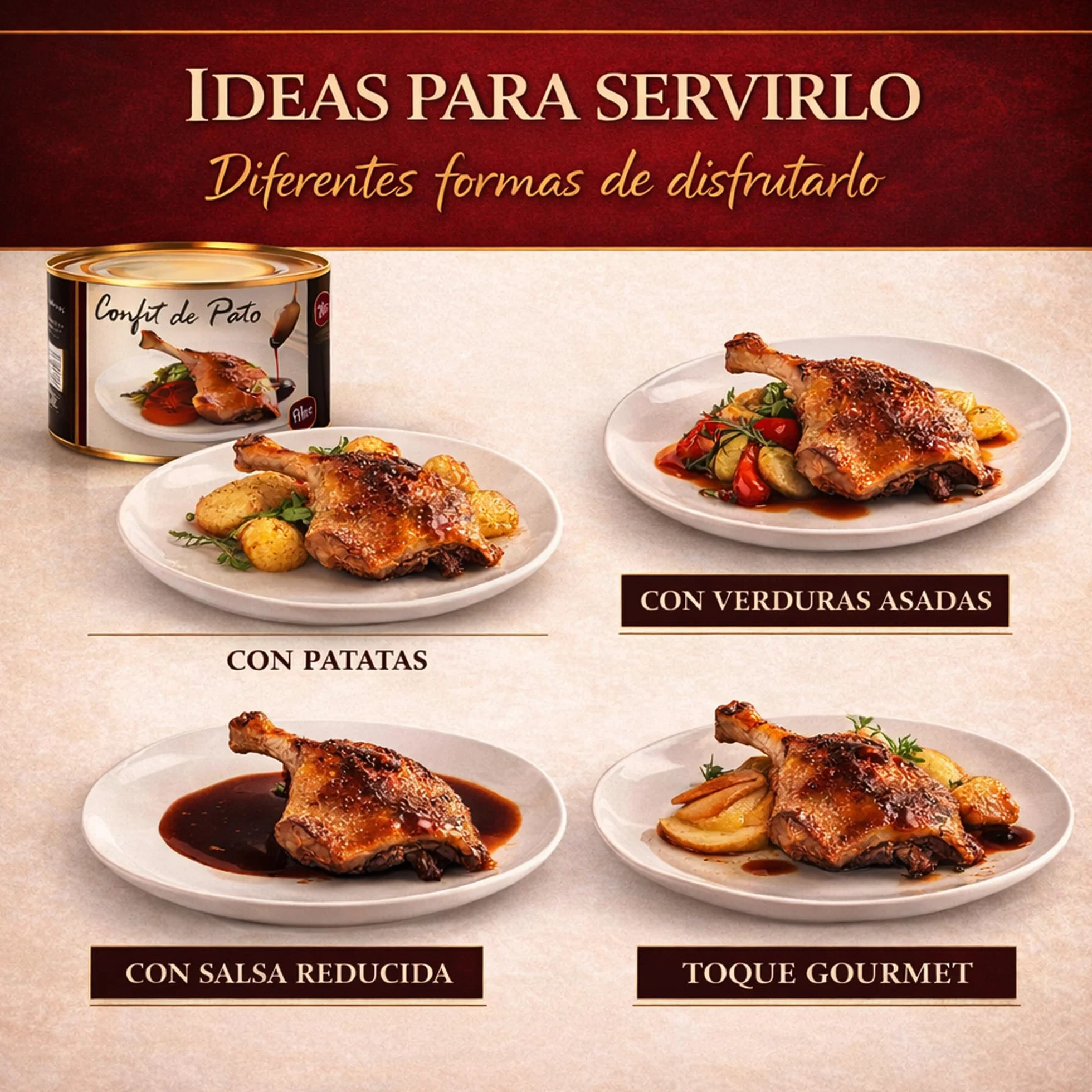 POLGRI Confit de Pato Muslos Confitados 2 Latas 1350 g 4 Unidades Carne de Caza Premium Receta Manchega