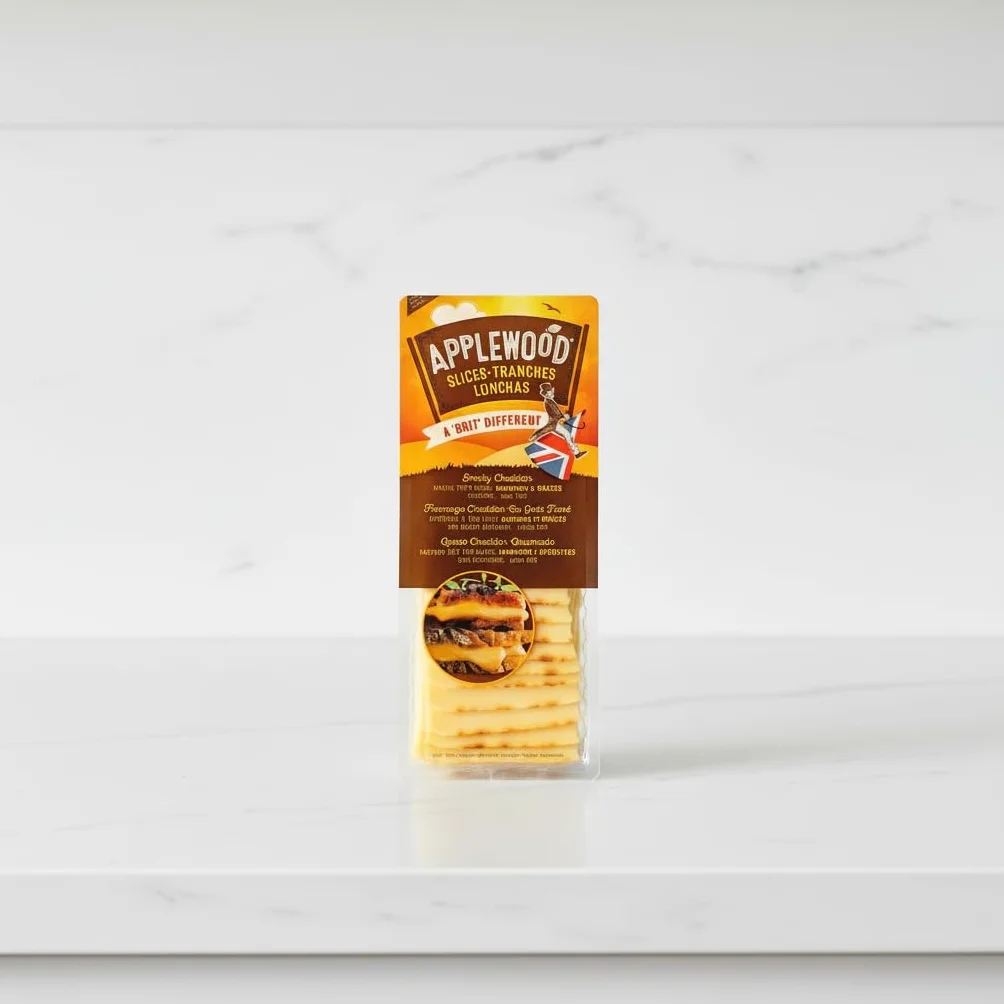 Lonchas de Queso Cheddar Ahumado 500g - Queso Cheddar para Fundir con Aroma Ahumado Tradicional - Ideal para Hamburguesas y Sándwiches - Applewood - Formato Familiar Apto para Vegetarianos - NEXU