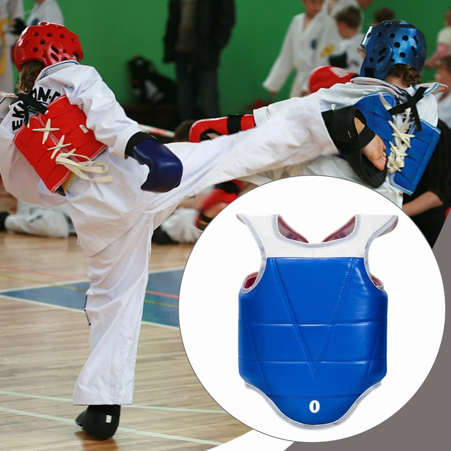 Protector de Pecho de Karate, Almohadilla de Protección PU EVA, Chaleco Reversible para Golpes Fuertes