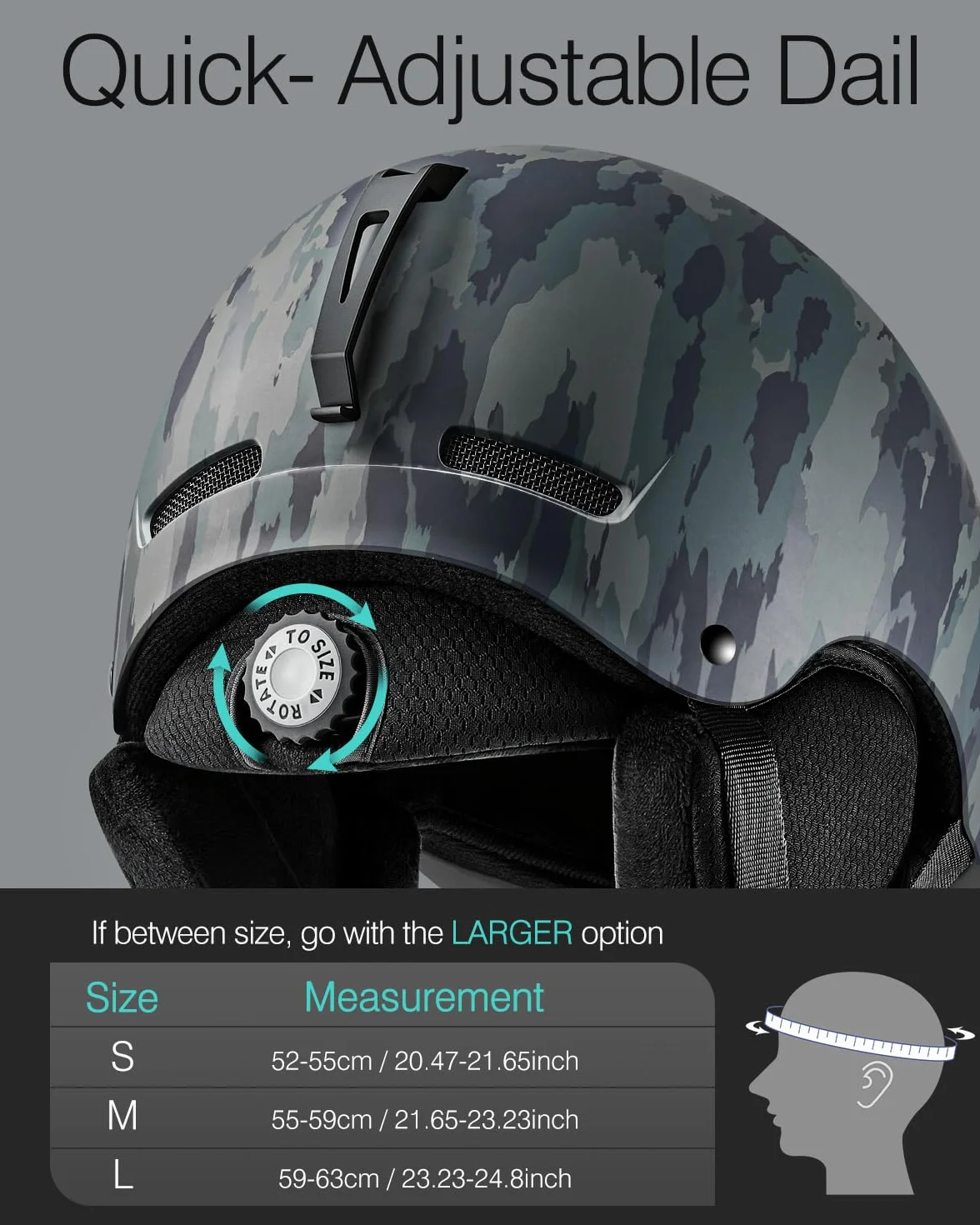 Odoland Casco de Esquí y Snowboard para Hombres Mujeres con Ventilación y Orejeras Desmontable
