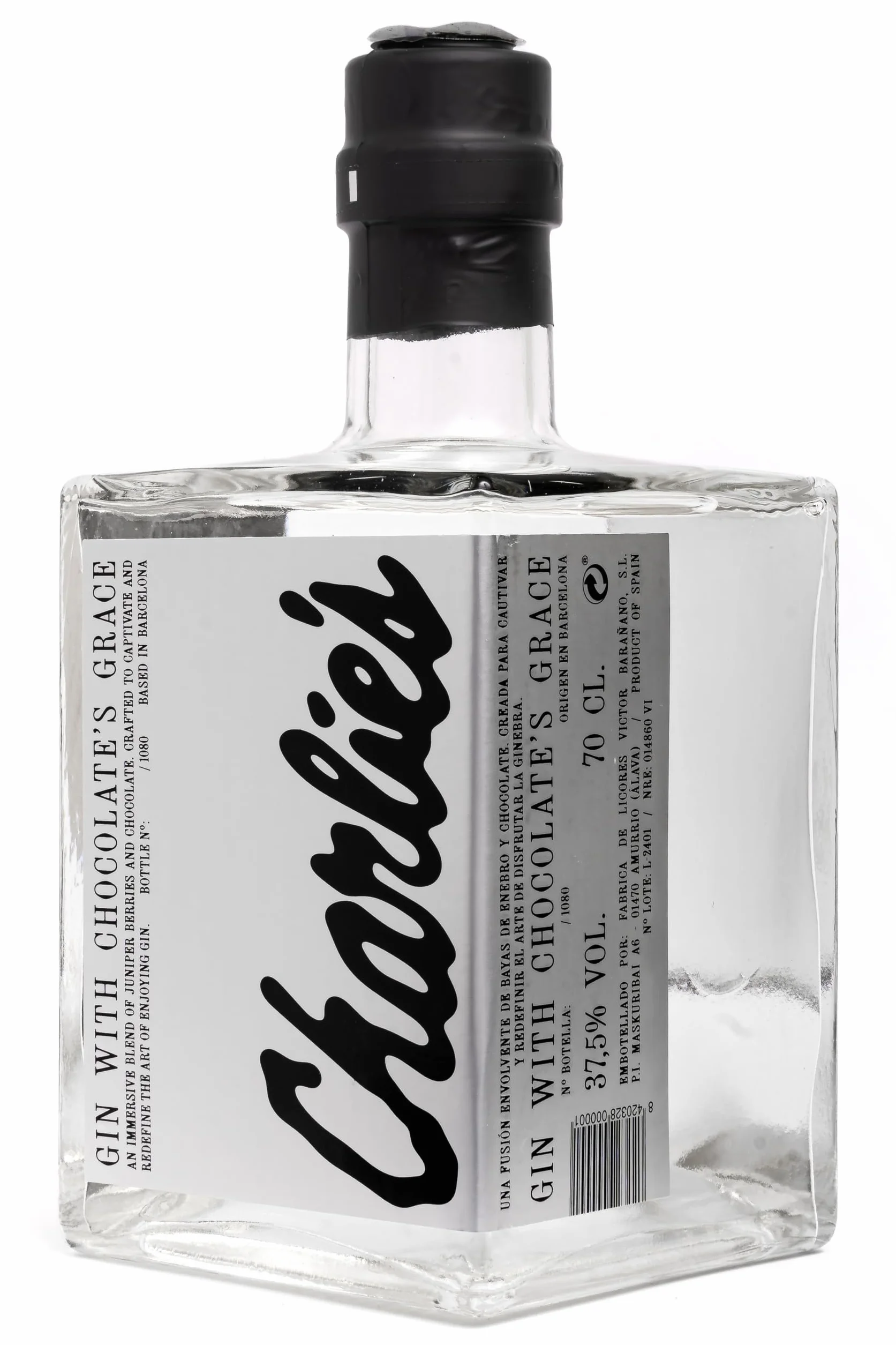 Charlie's Gin - La primera ginebra premium de chocolate - Origen en Barcelona - Ginebra exclusiva - Lotes limitados - 70cl - Alc. 37,5% vol.