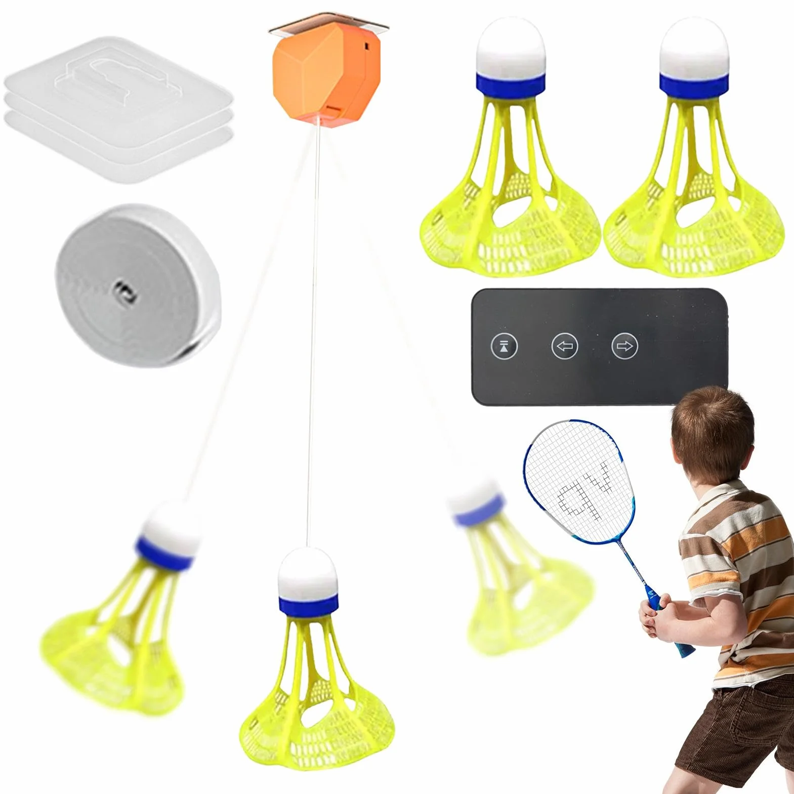 Juego de bádminton individual portátil con 3 iluminaciones, funciona con pilas y control remoto