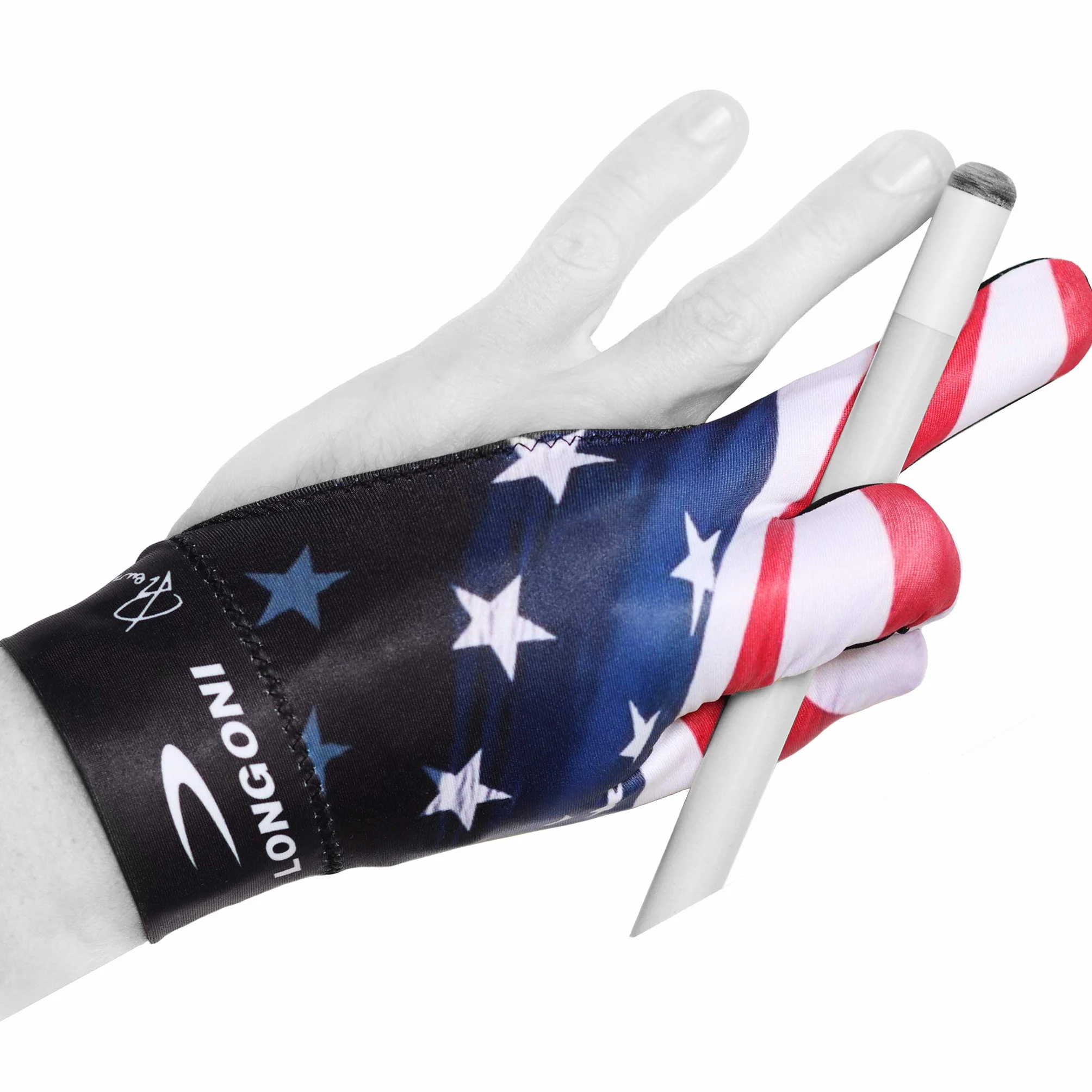 Longoni Guante de billar para taco, bandera de lujo, mano izquierda