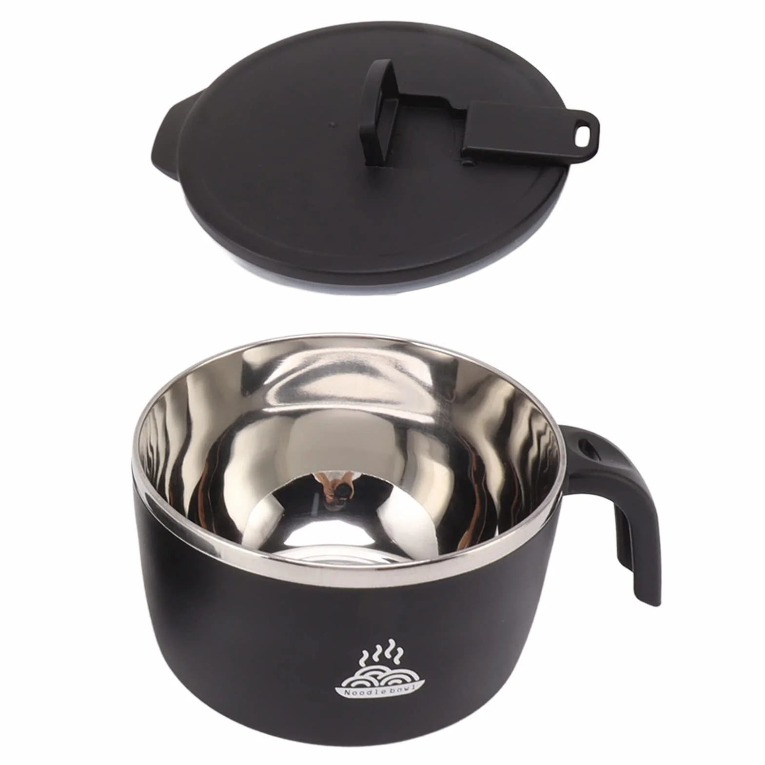 gernie Tazón de Fideos Instantáneos, Tazón de Ramen Instantáneo de Acero Inoxidable de 900 Ml con Tapa y Soporte para Teléfono Tazón de Sopa de Fideos Instantáneos, Cocina de Fideos