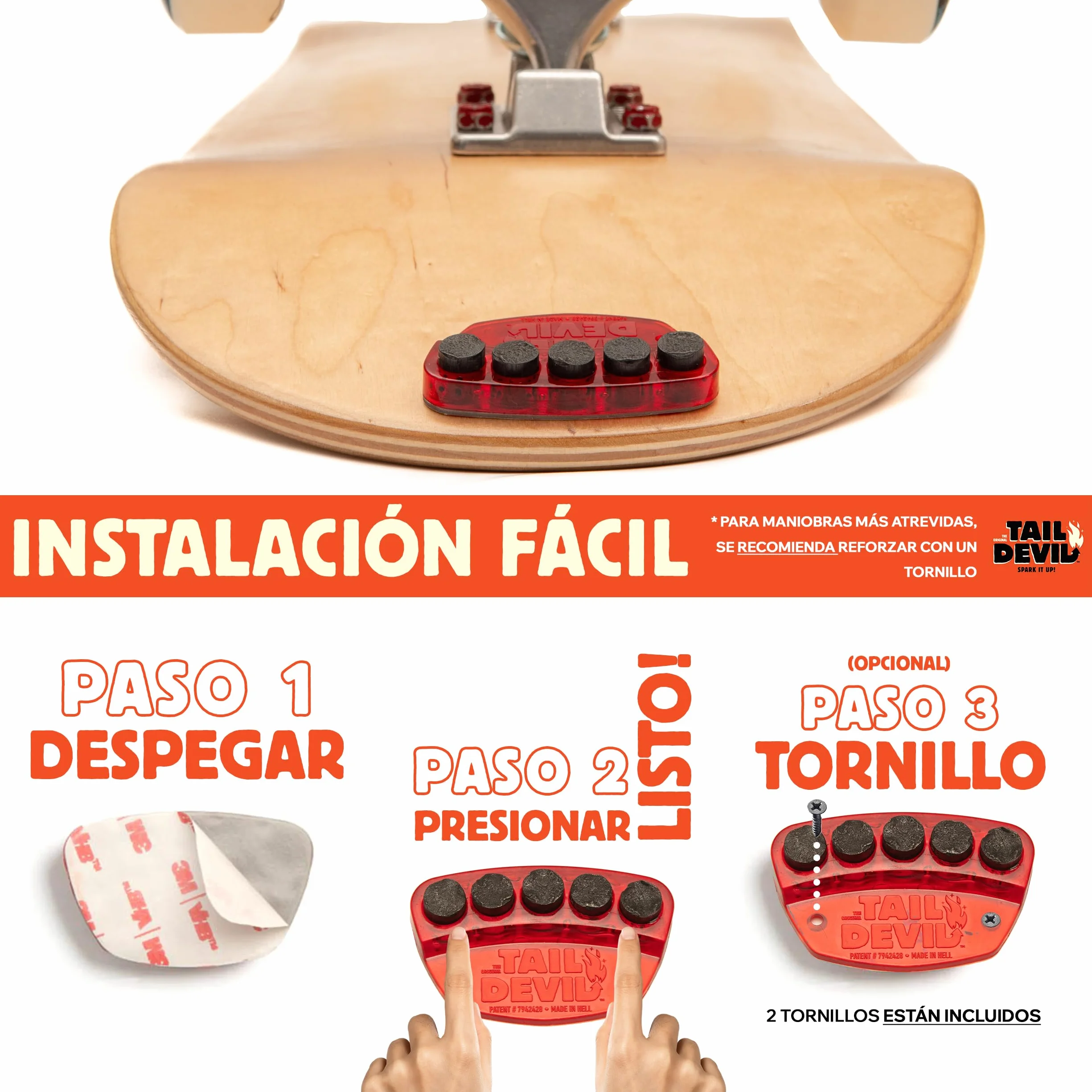Tail Devil Spark It Up! Placas de Chispa para Skateboard para Niño y Adulto