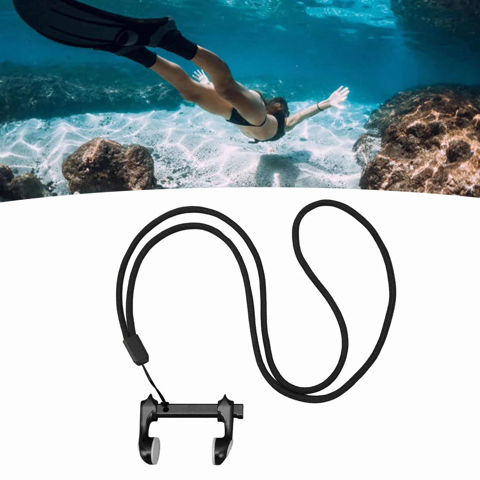 Focket Clip de Nariz de Natación, Tapones de Nariz de Buceo Profesionales Ajustables de Aleación de Aluminio con Cuerda Antipérdida