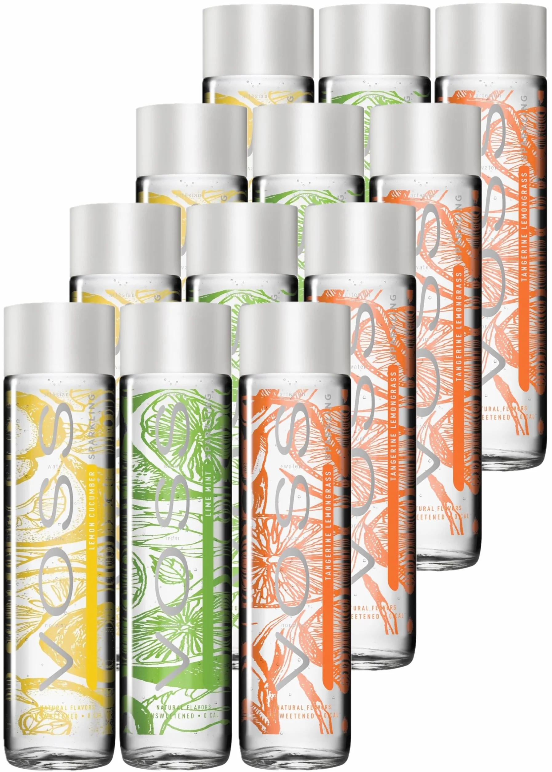 VOSS Water Mix 375 ml, sabor afrutado natural, paquete de 12 unidades (desechable, 12 x 375 ml)
