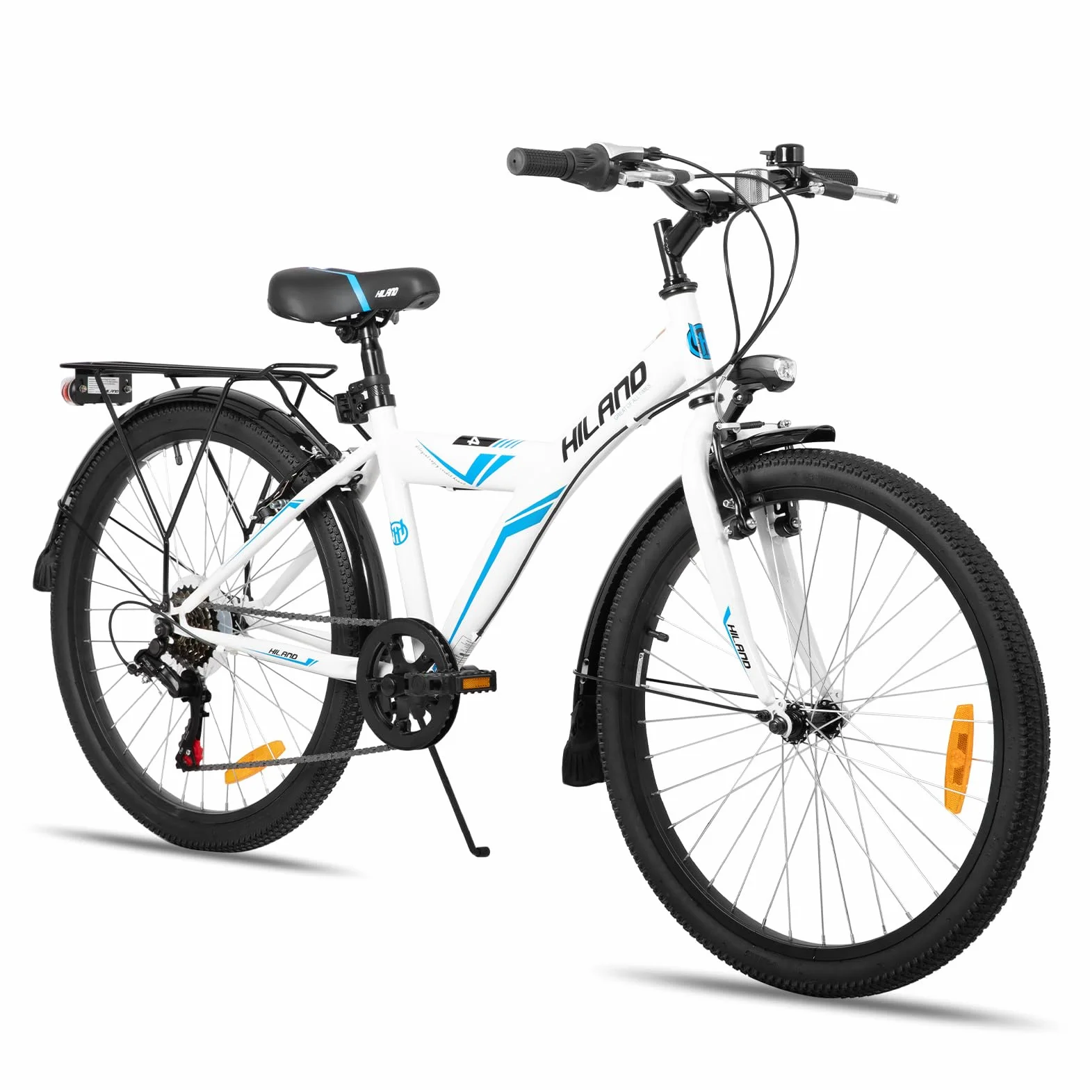 HILAND Bicicleta de montaña 20/24" 6 velocidades para niños Blanco/Negro