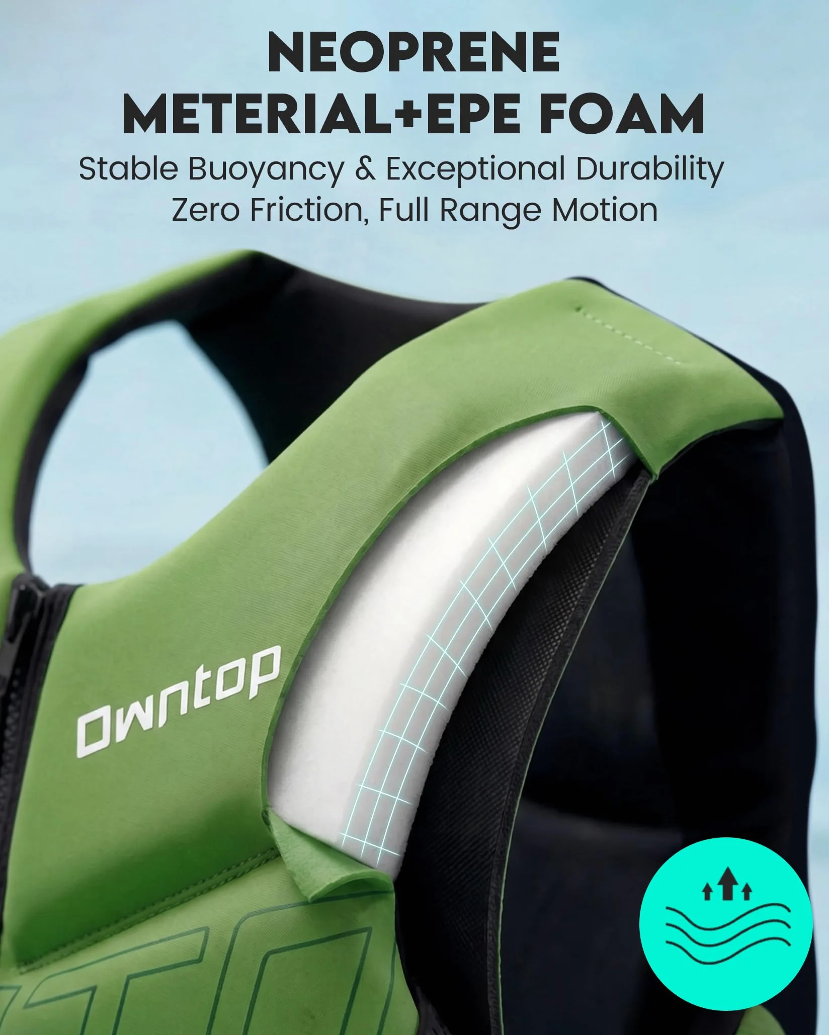 Owntop Chaleco de Ayuda a la Flotabilidad para Adultos Neopreno Plegable Ligero Doble Hebilla Kayak Paddle Pesca