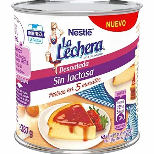 LA LECHERA leche condensada desnatada sin lactosa bote 387 gr