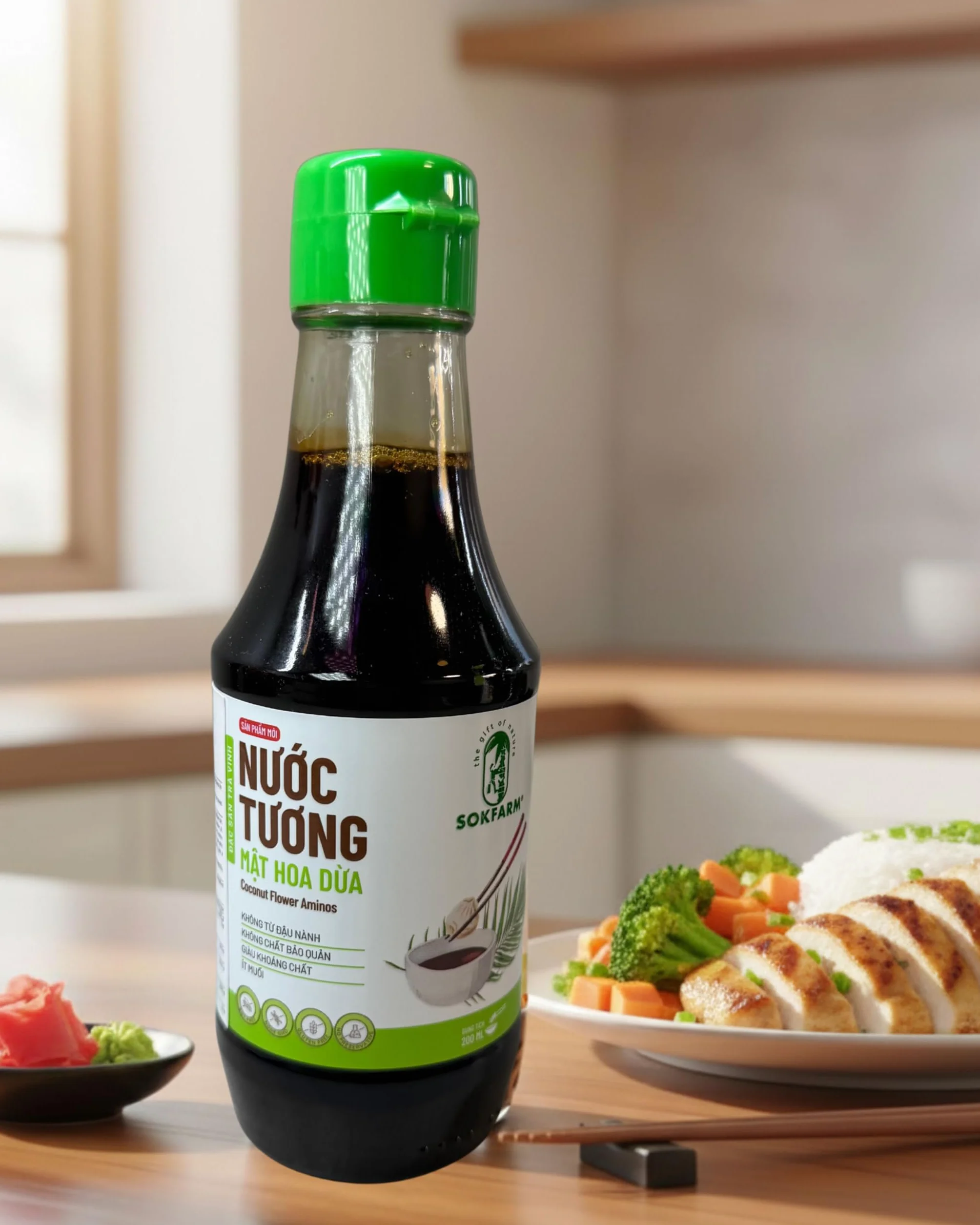 Salsa condimentosa de aminococo – alternativa a la salsa de soja – Vegano, sin gluten, sin soja – Botella de 200 ml