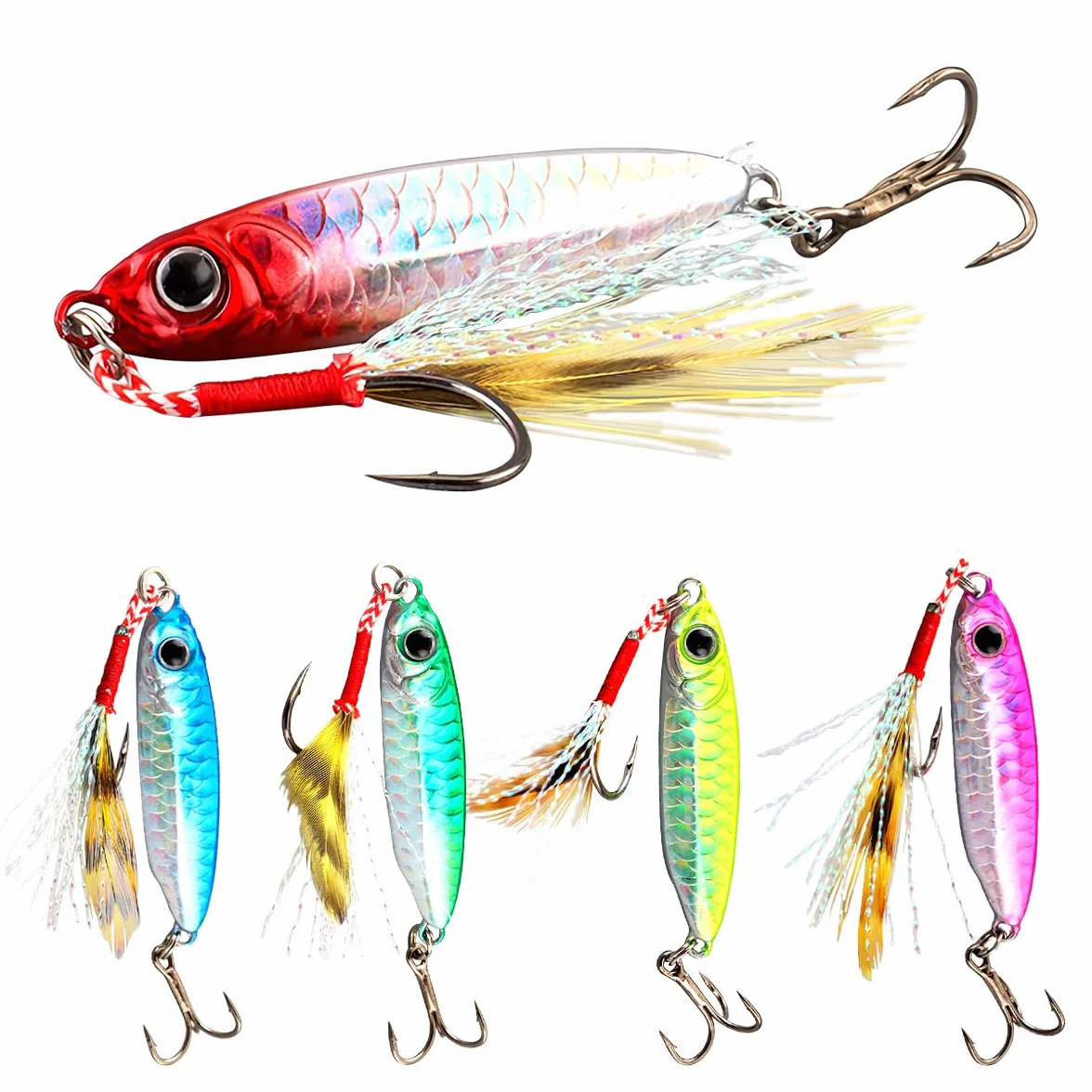WASAGA 5 Piezas Señuelos de Pesca Que Se Hunden Plantillas de Cebos Giratorios de Metal 7g-30g