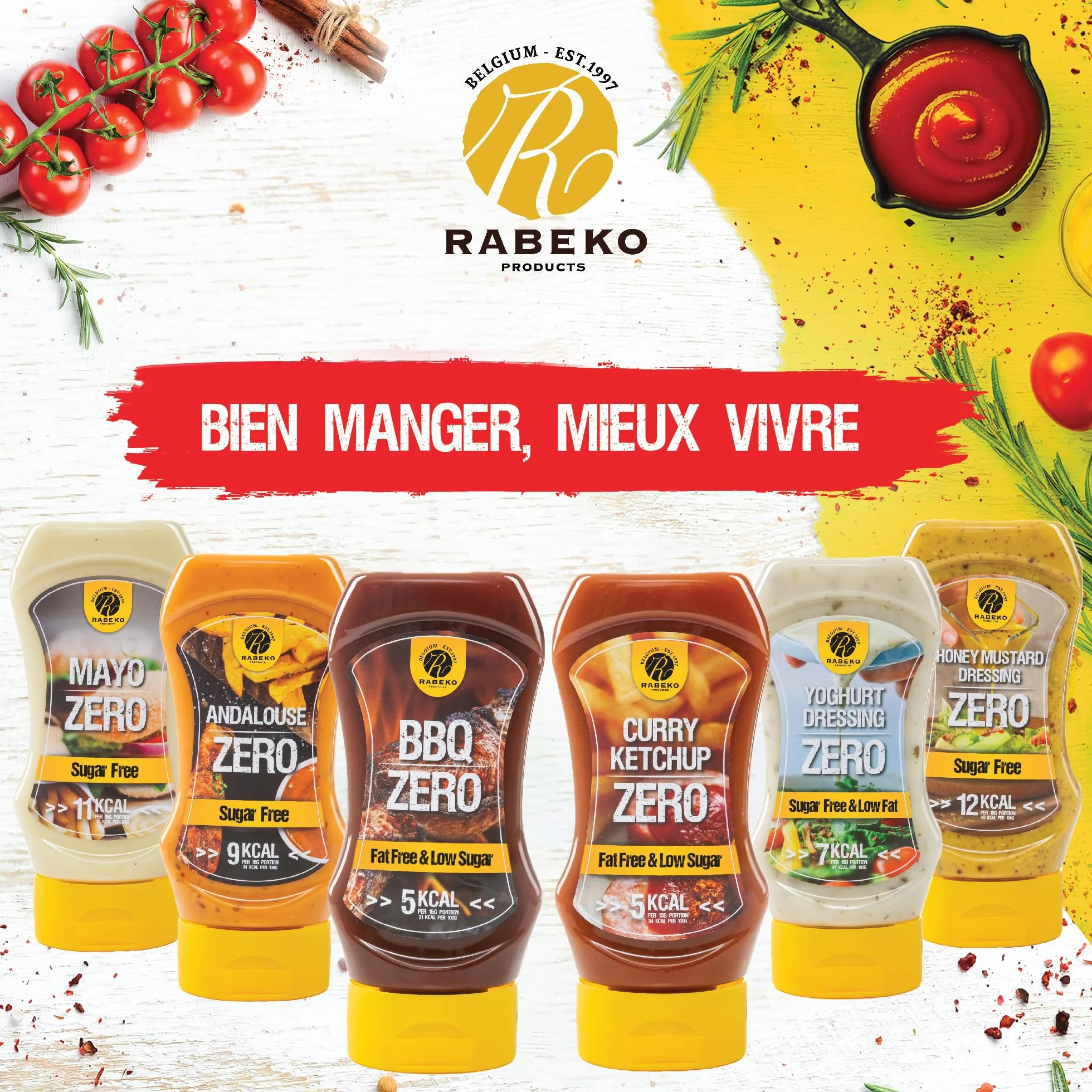 Rabeko Zero Salsa mostaza con miel sin azúcar baja en grasas 3 x 350 ml