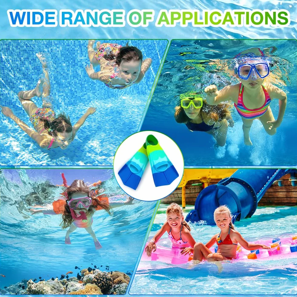 Aletas de Natación para Niños de Silicona, Entrenamiento de Buceo, Azul