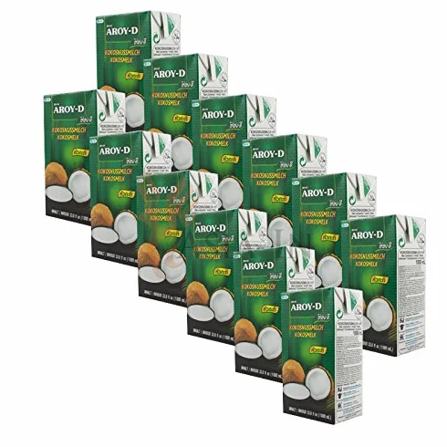 12 x 1 litro de leche de coco Aroy D con E435