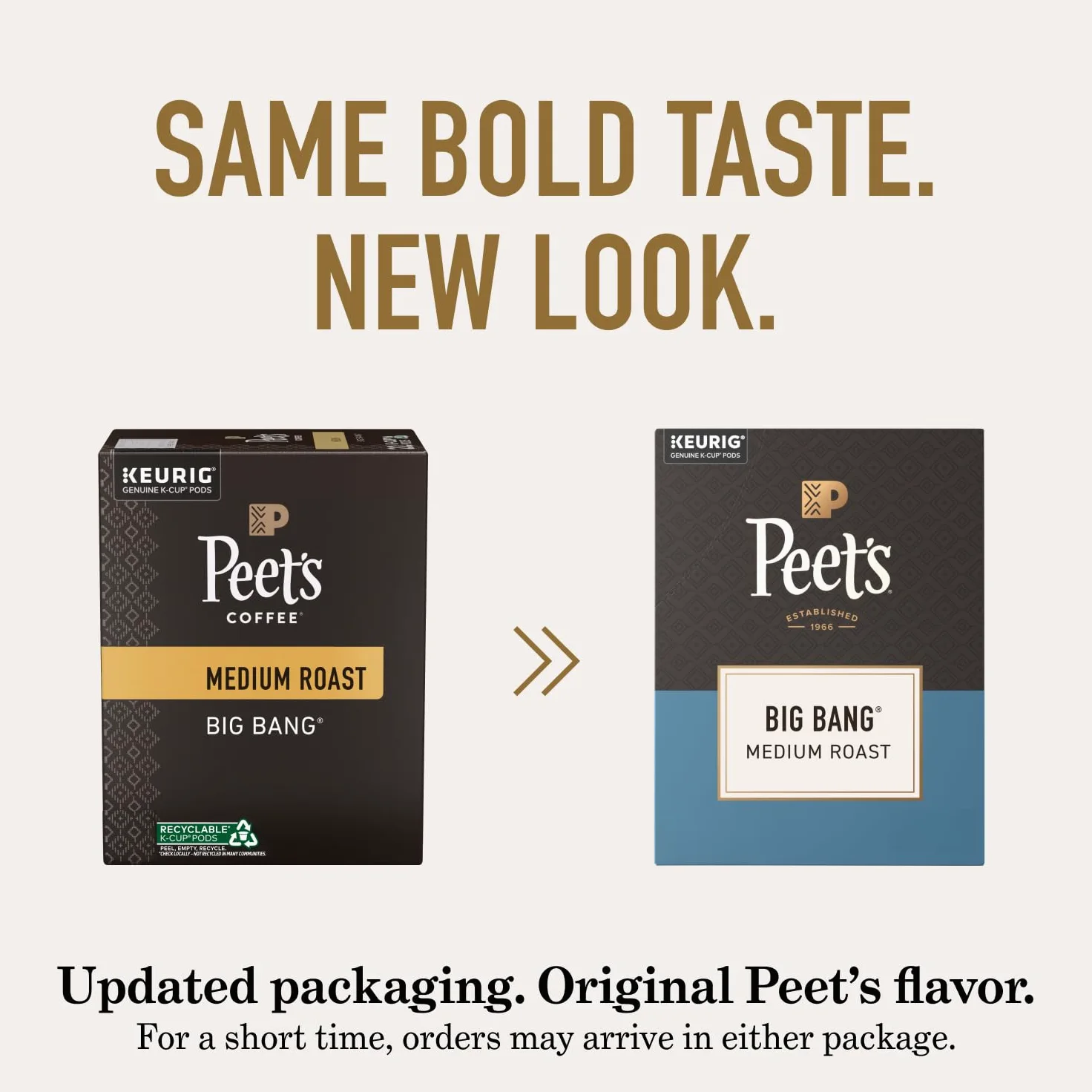 Peet's Coffee, Cápsulas Keurig K-Cup de tostado medio, 100% café arábica - Big Bang 48 unidades (1 caja de 48 cápsulas)