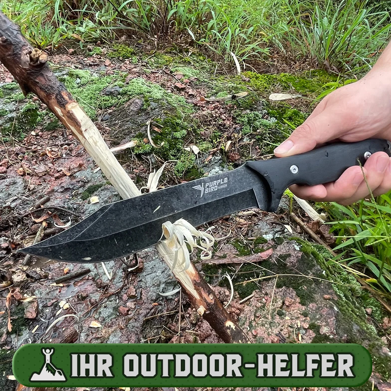 PURPLEBIRD Juego de Cuchillos para Exteriores con Hacha para Acampar, Cuchillo de Supervivencia