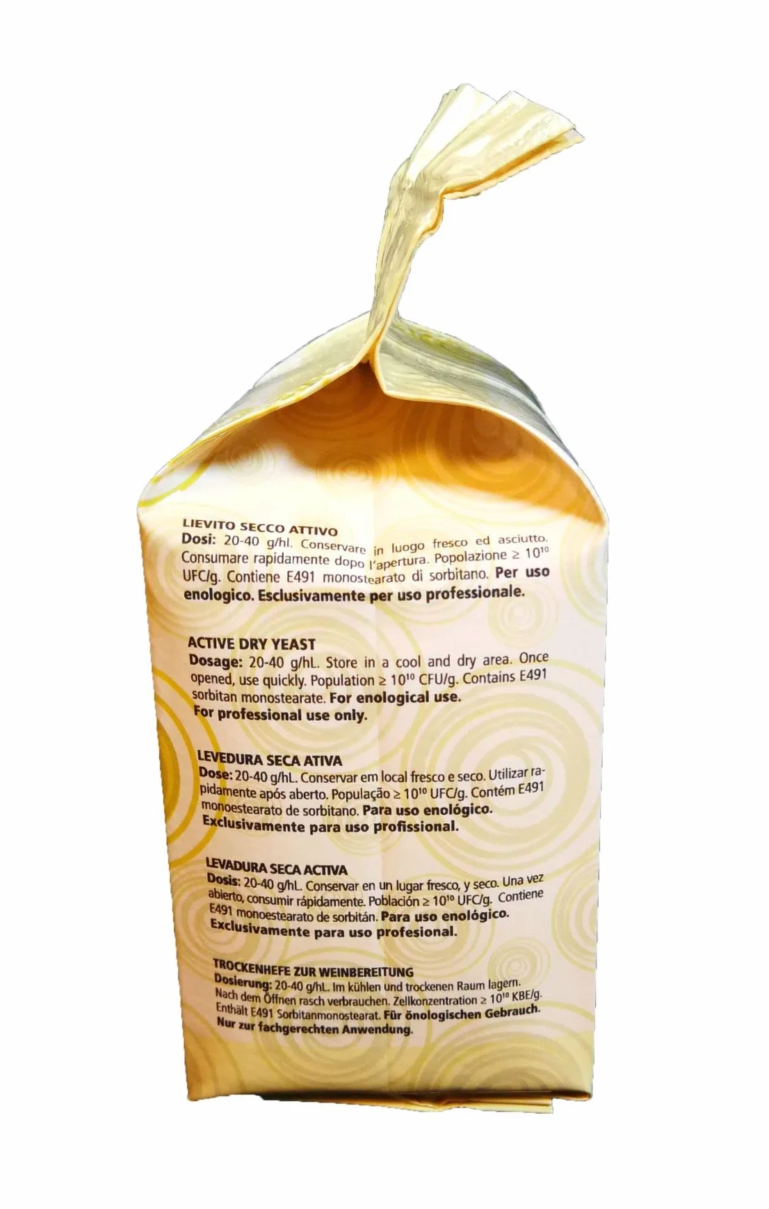 Levadura para vino tinto. 500 Gramos. Uso enológico. Fermentación con Saccharomyces cerevisiae Red wine yeast