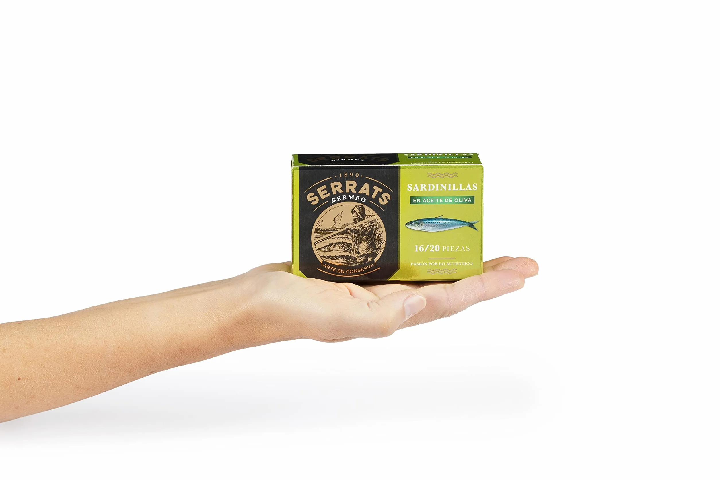 Conservas Serrats - Sardinillas en Aceite de Oliva - 16/20 sardinillas por lata (115g)