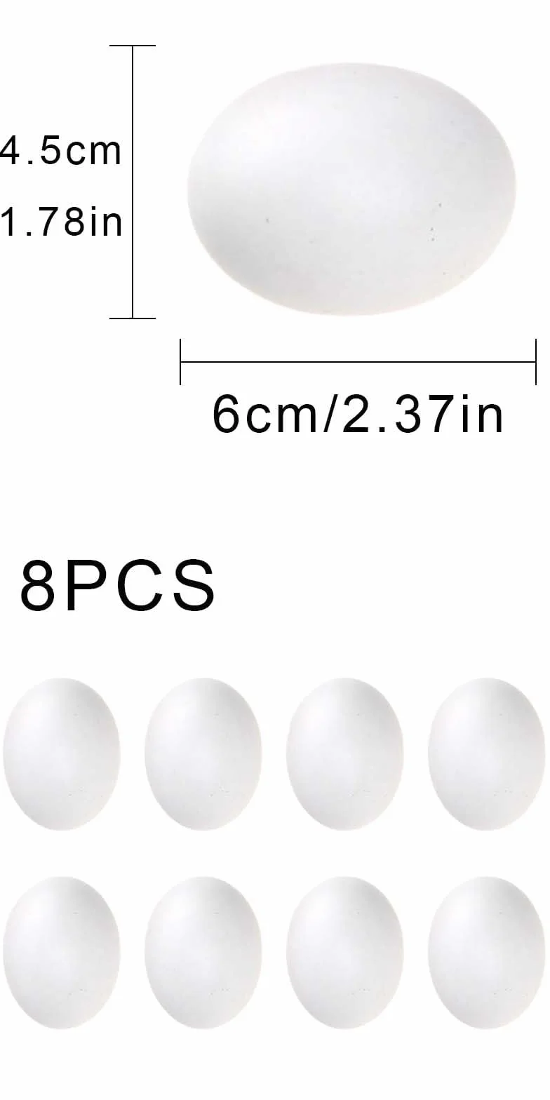 8 Piezas Huevos Falsos de Madera, Huevos Artificiales de Madera, Huevos Falsos Artificiales, Huevos de Madera Artificiales, Huevos de Madera, promueven la Puesta de Huevos (Blanco)
