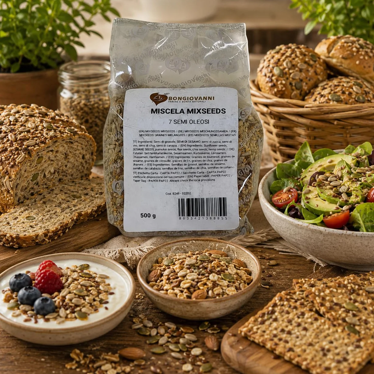 Bongiovanni Bontà Naturali MixSeeds Mezcla de 7 Semillas Oleaginosas, 500 g